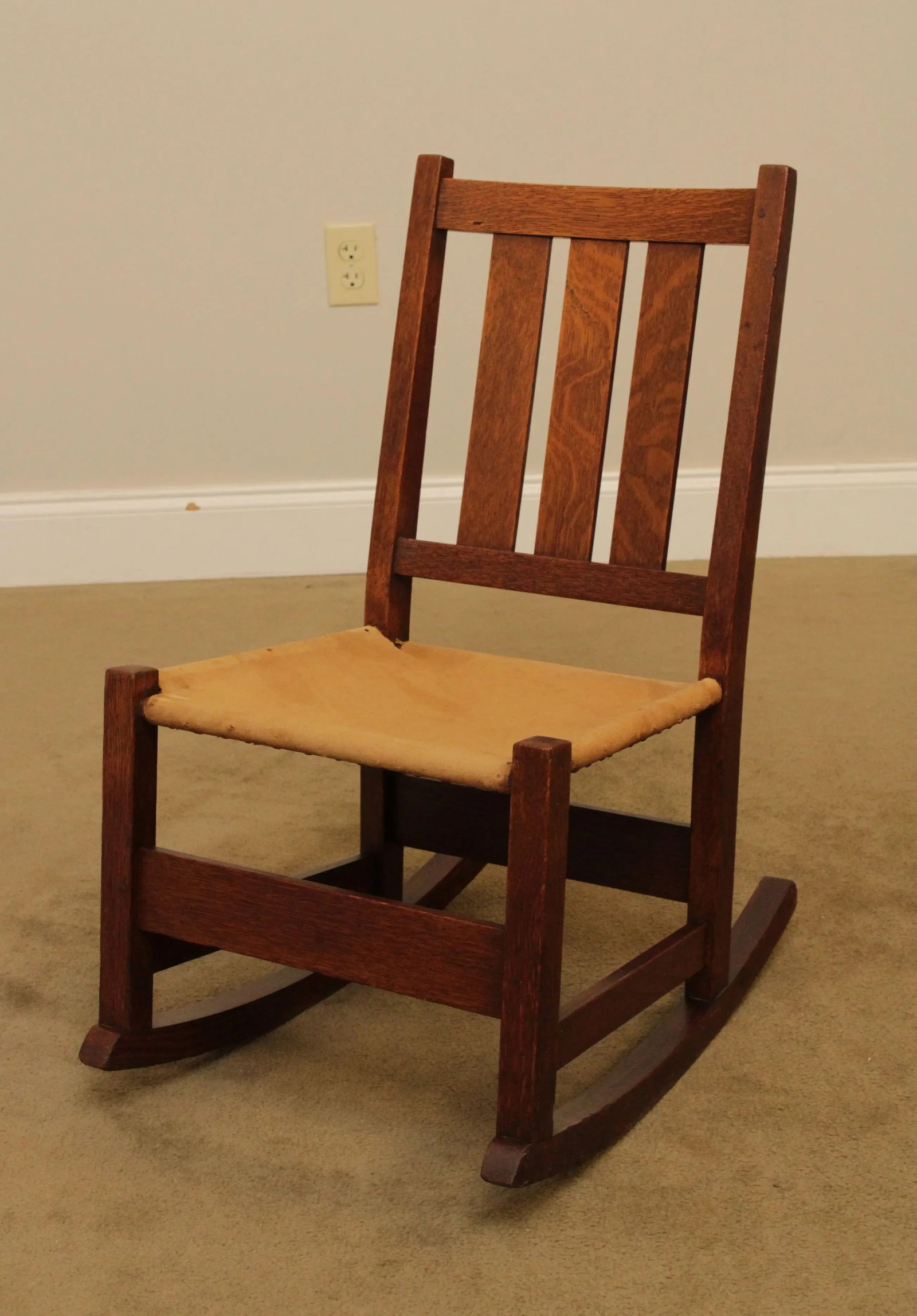 Antique L & J. G. Stickley Mission Oak Nursing Rocker - 2