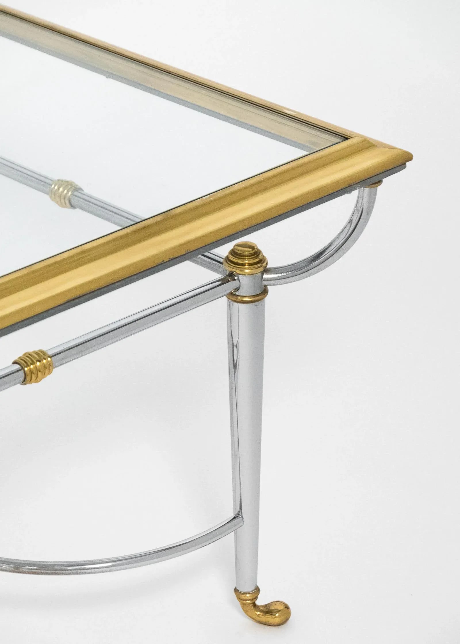 Vintage French Jansen Style Chrome & Brass Side Table - 6