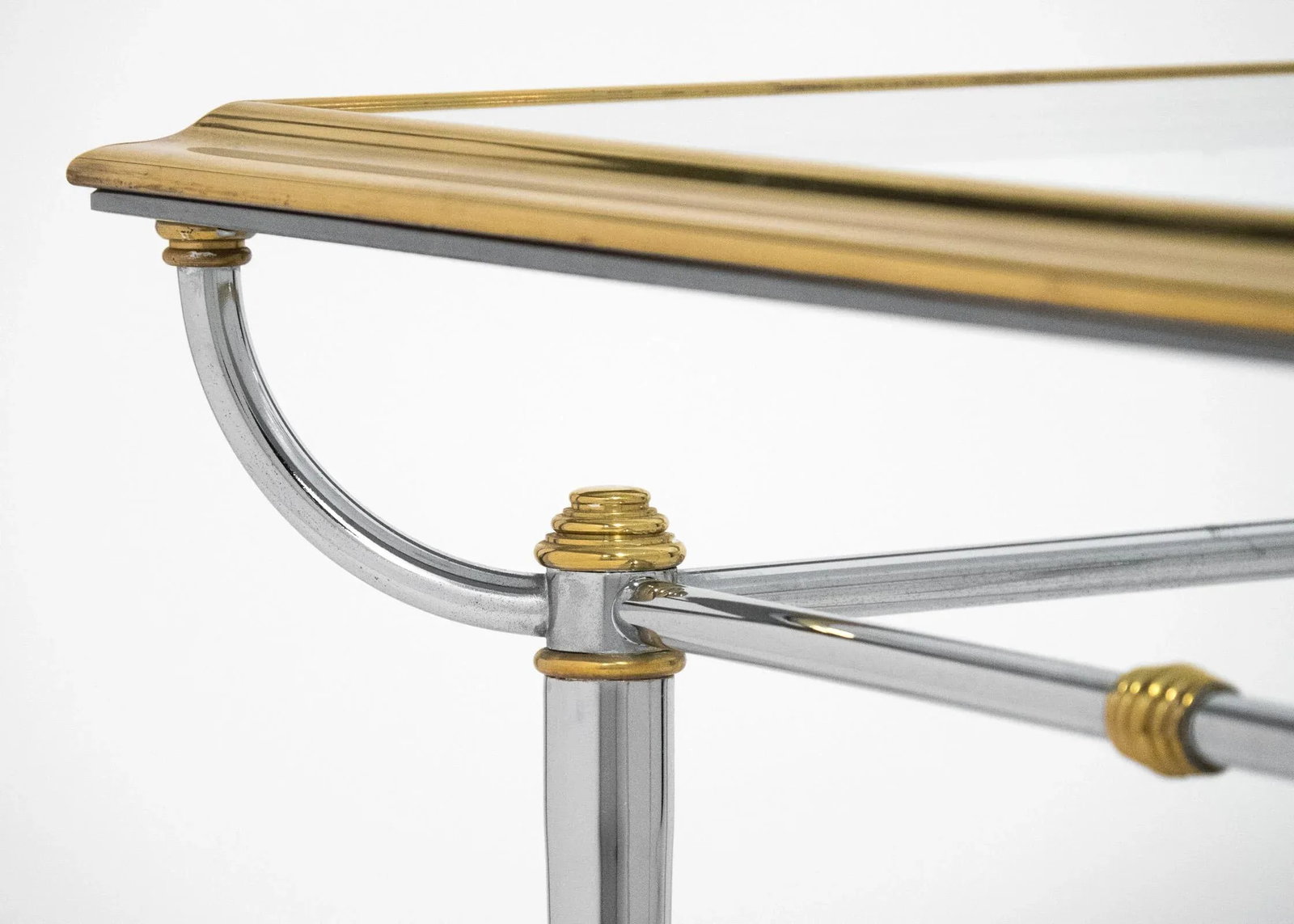 Vintage French Jansen Style Chrome & Brass Side Table - 7