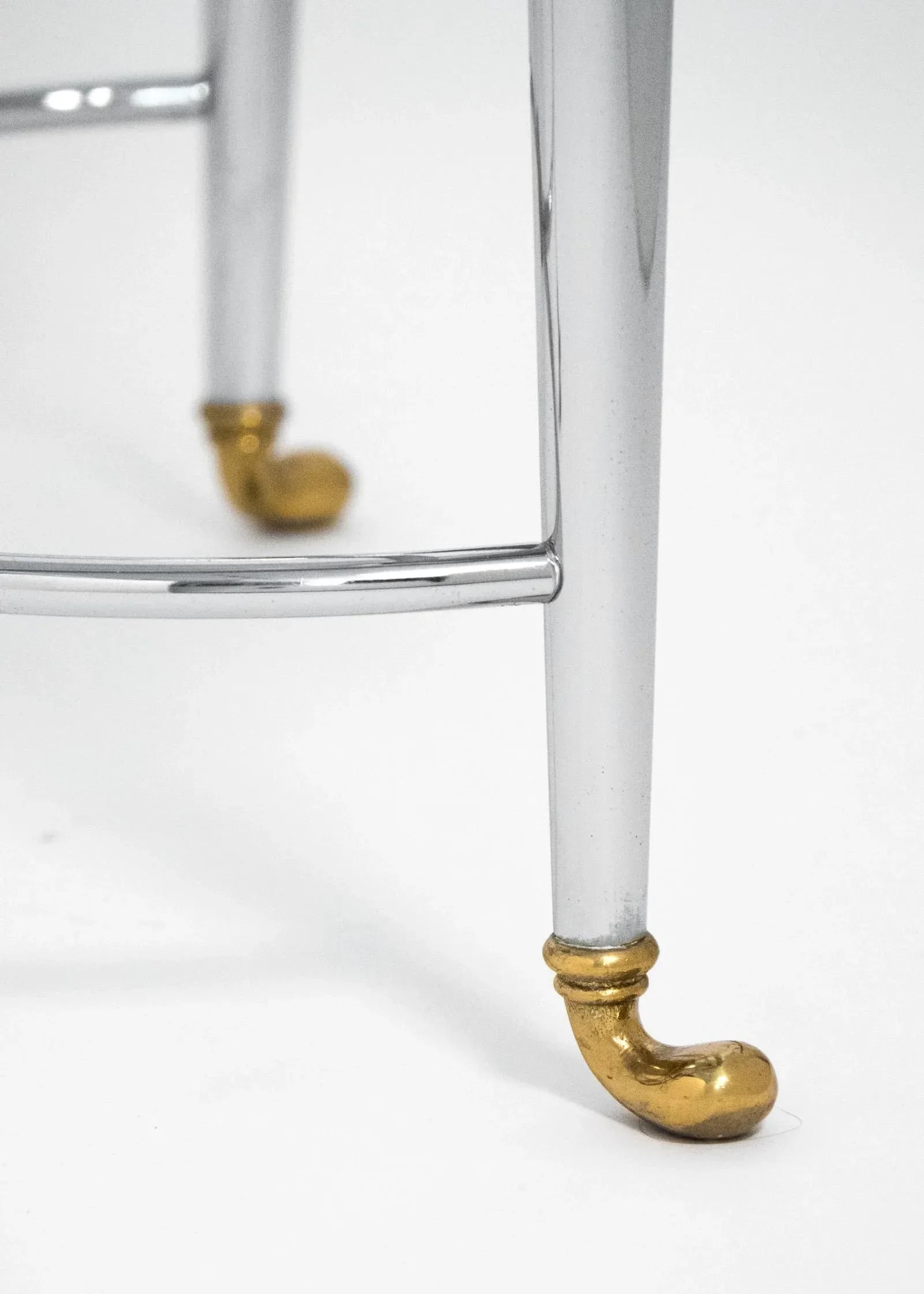 Vintage French Jansen Style Chrome & Brass Side Table - 9