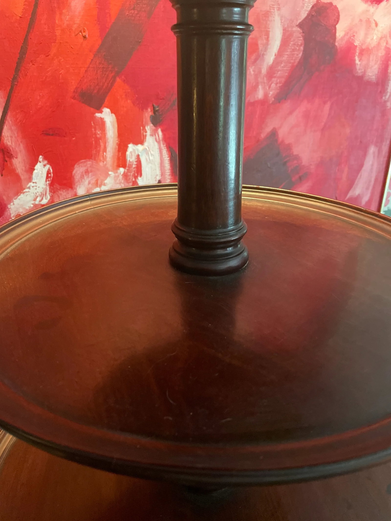Antique Mahogany Dumb Waiter Silent Butler Three Tier Server - 5