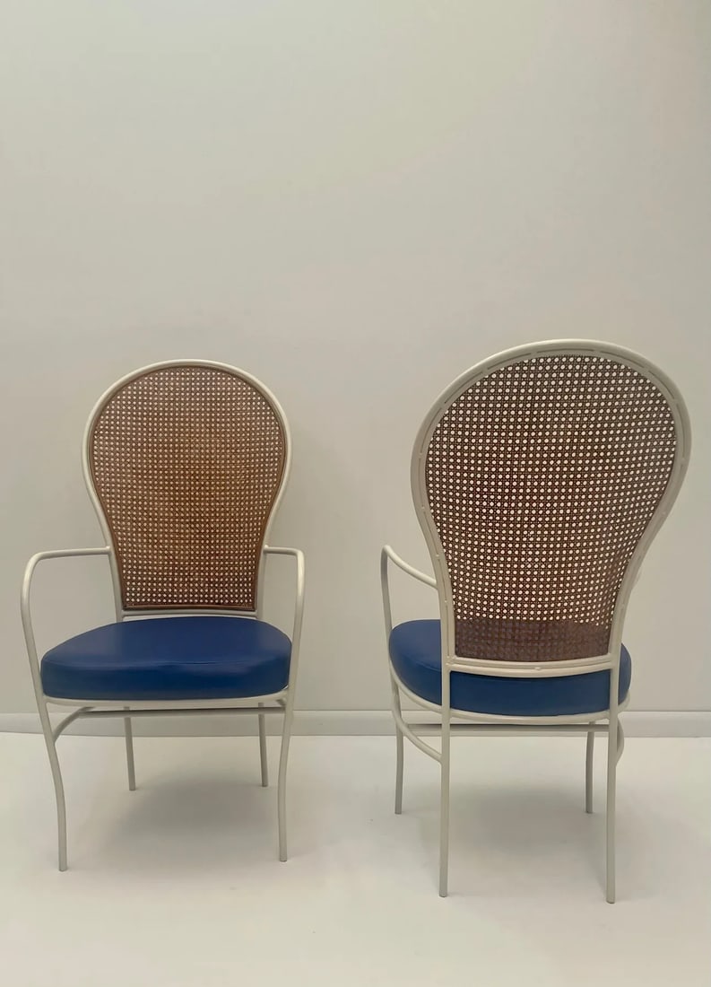 Mid-Century Milo Baughman for Thayer Coggin Iron & Caned Armchairs -A Pair - 9