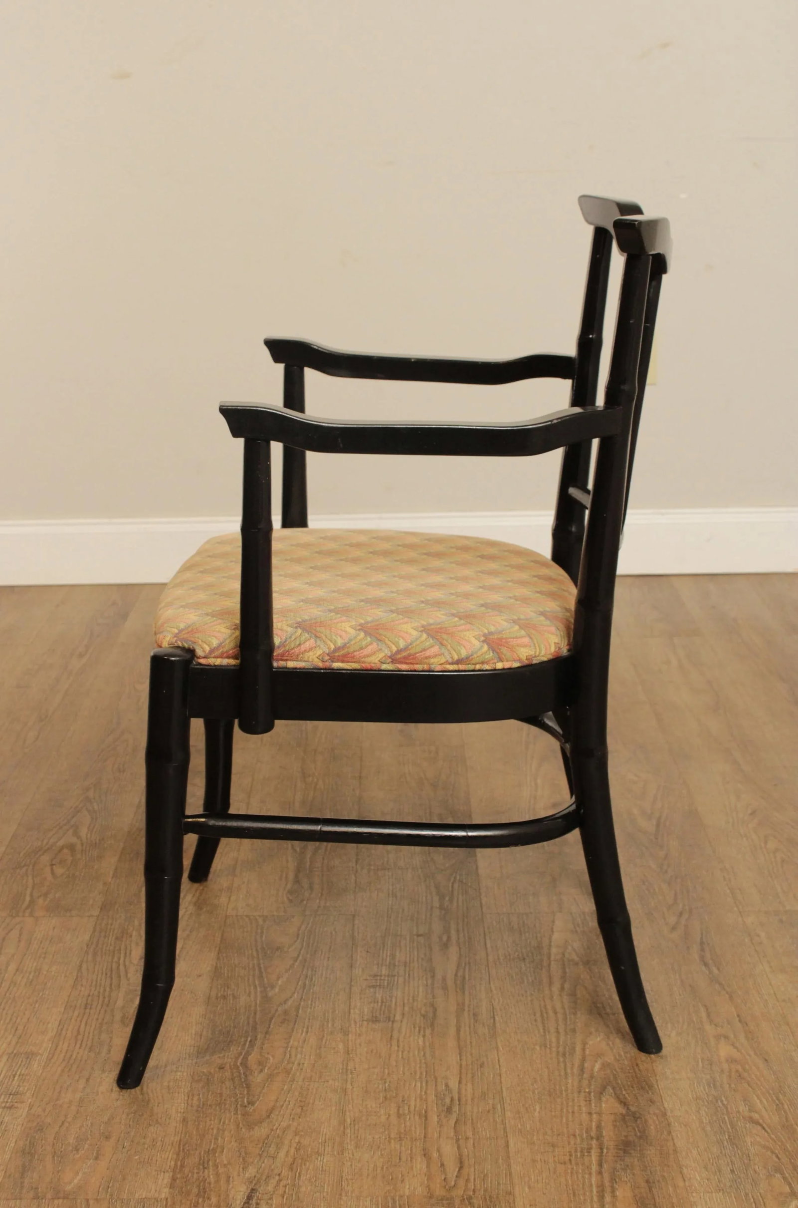 Mid Century Asian Style Faux Bamboo Lacquered Arm Chairs - A Pair - 10