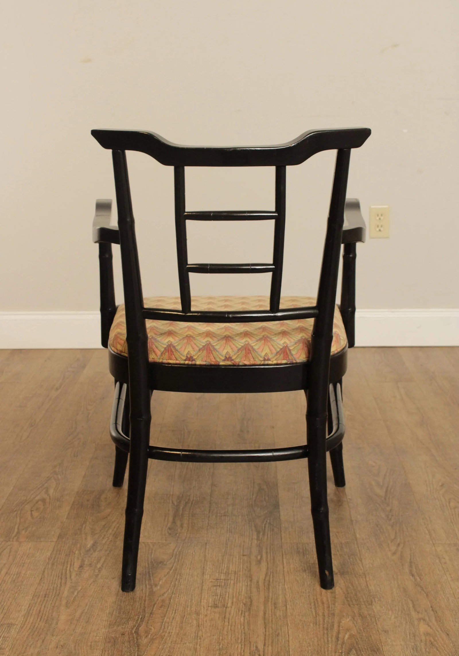 Mid Century Asian Style Faux Bamboo Lacquered Arm Chairs - A Pair - 11