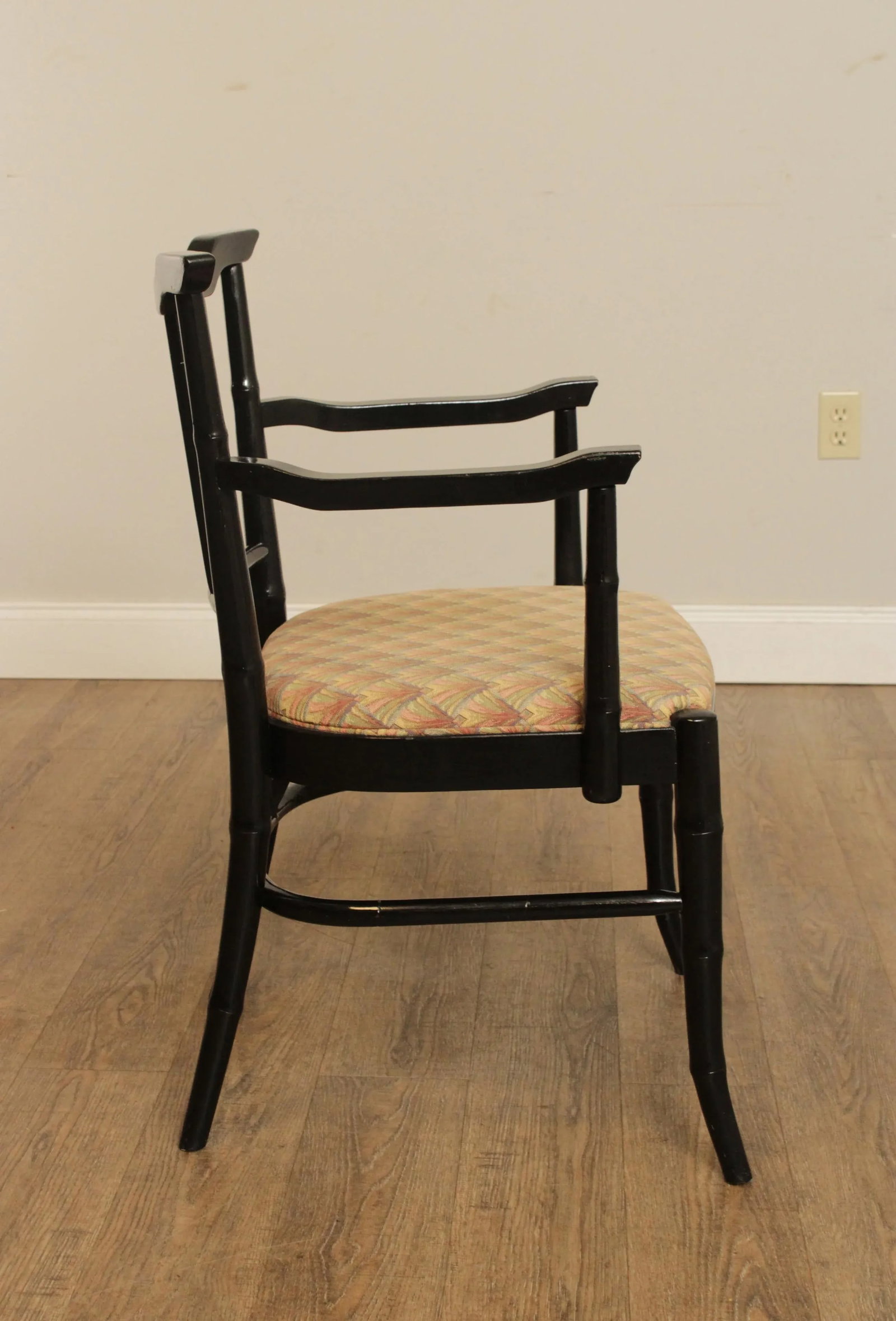 Mid Century Asian Style Faux Bamboo Lacquered Arm Chairs - A Pair - 12