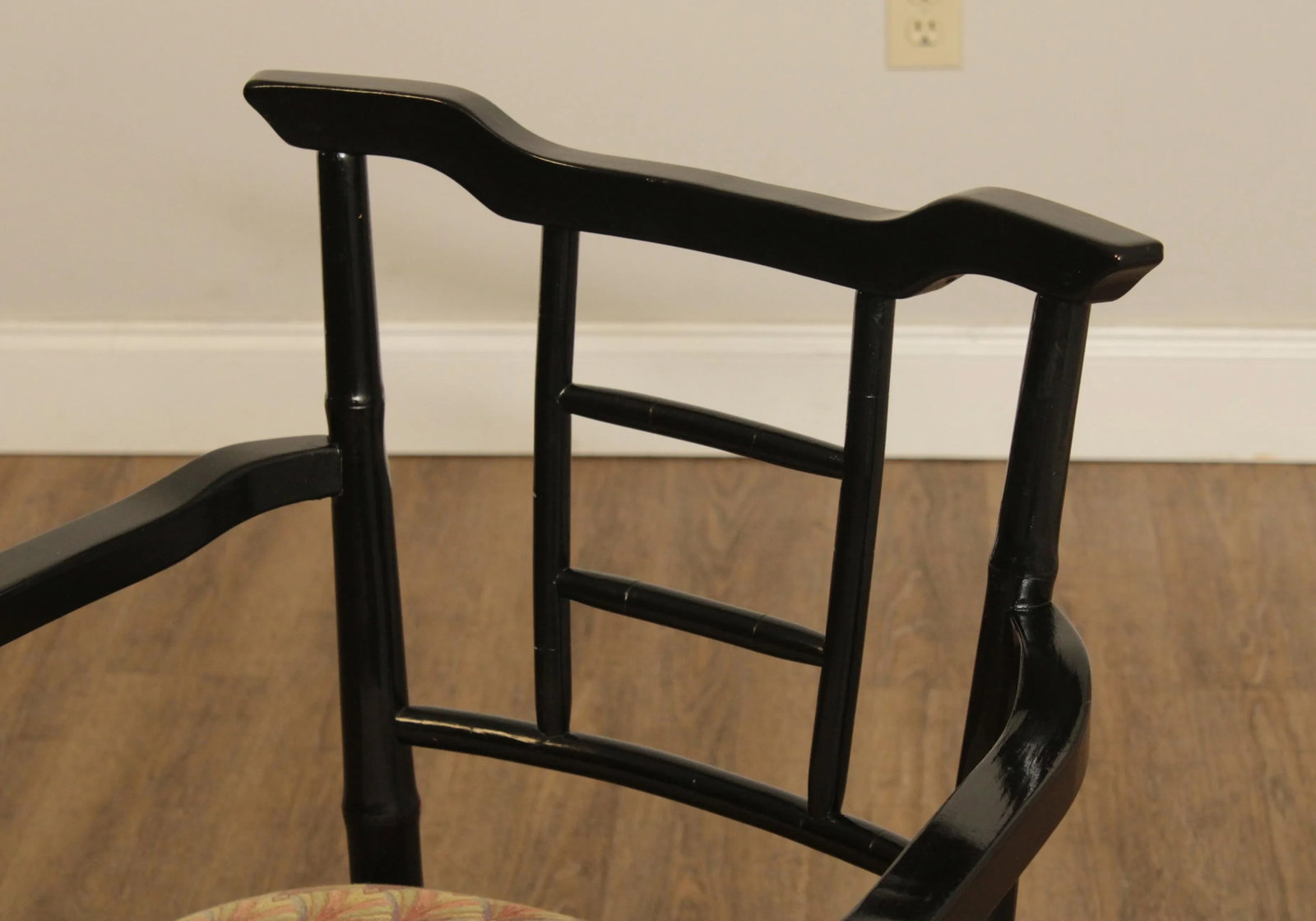 Mid Century Asian Style Faux Bamboo Lacquered Arm Chairs - A Pair - 5
