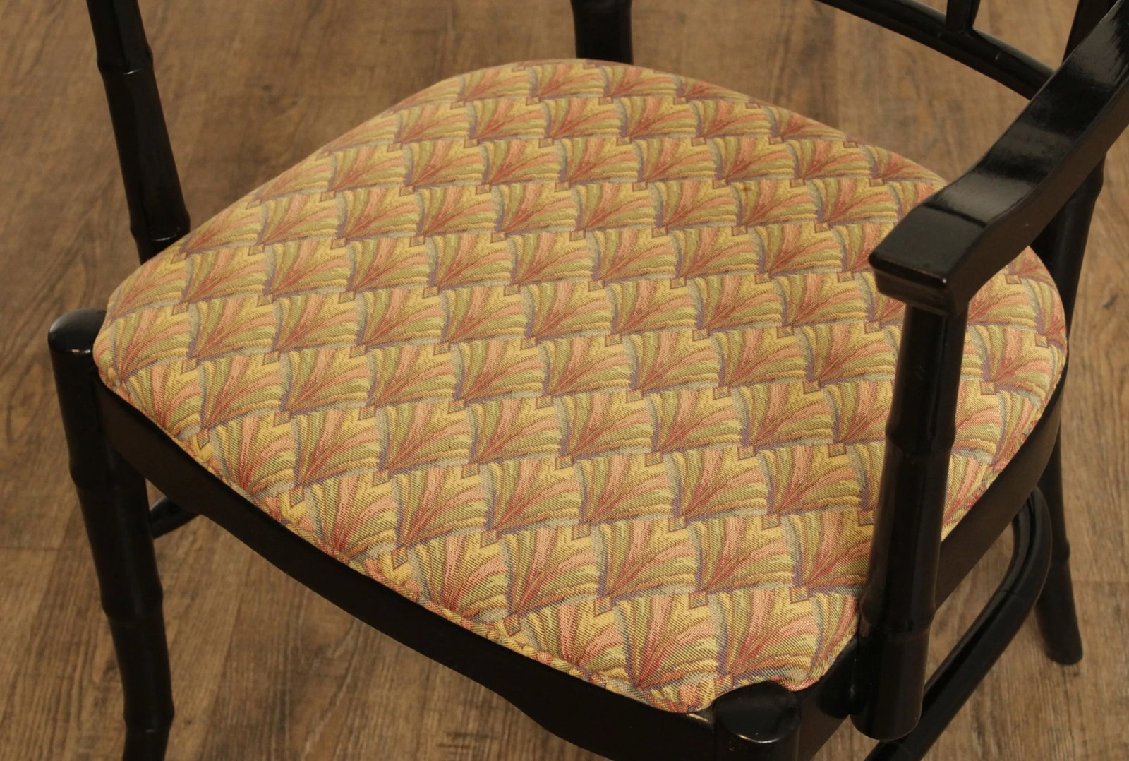 Mid Century Asian Style Faux Bamboo Lacquered Arm Chairs - A Pair - 9