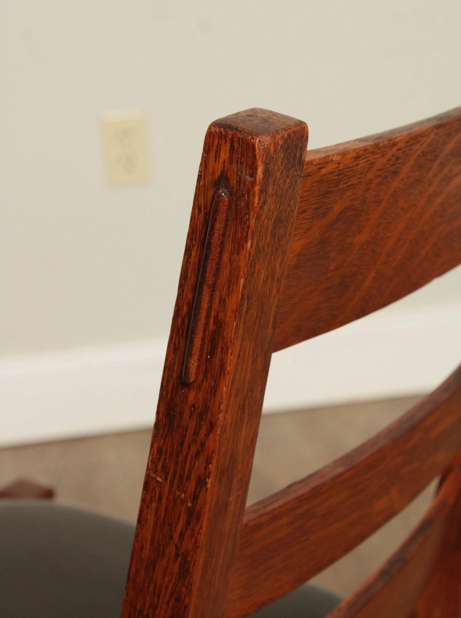 Mission Antique Oak and Leather Children's Rocking Chair - 10