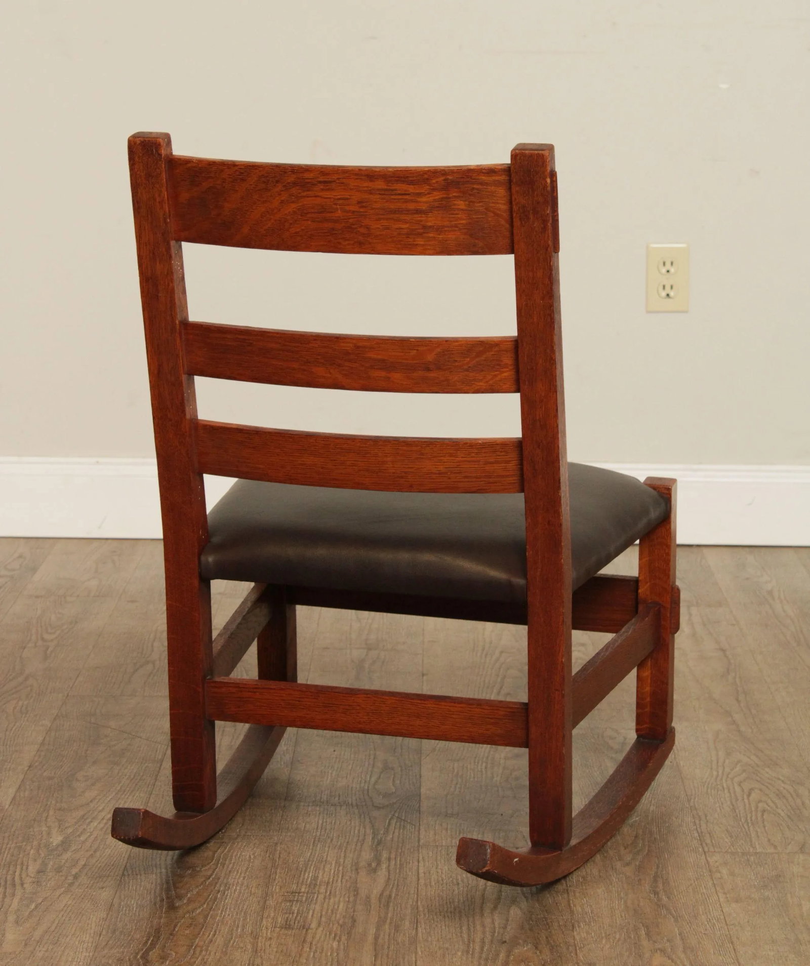 Mission Antique Oak and Leather Children's Rocking Chair - 8