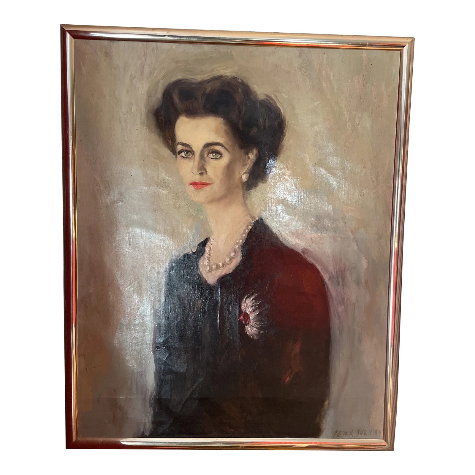 Portrait of Margaret, Duchess of Argyle by Peter Sheil 1984: One of the most famous or infamous characters of 20th century British society. Recently brought back to the limelight by the popular program A Very British Scandal Condition: Alterations: Original