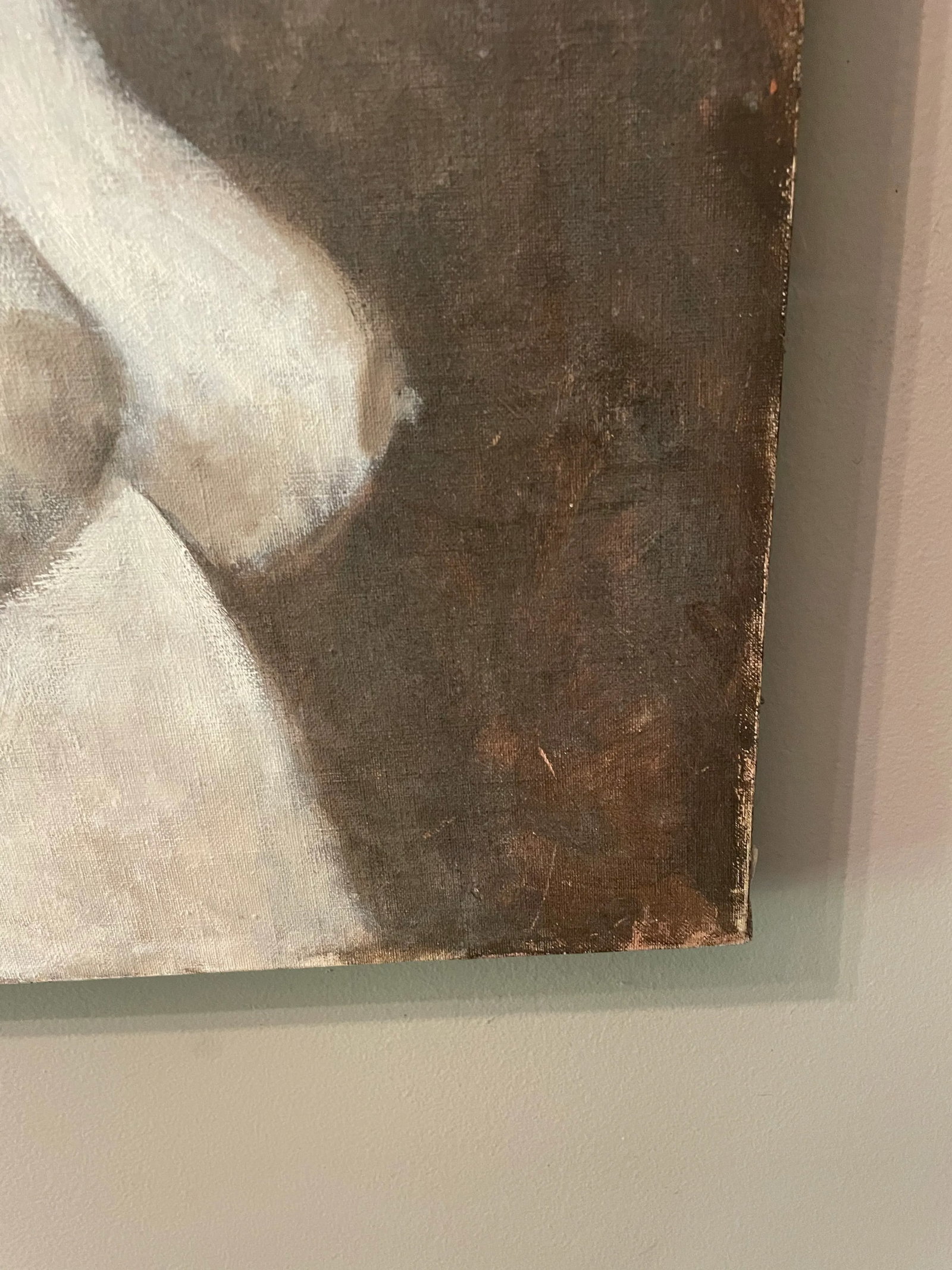1970s Black and White Oil Painting of a Seated Nude Woman - 2
