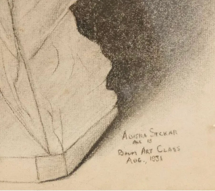 Alvena Seckar Charcoal Drawing of a Female Nude Statue Echo - 3