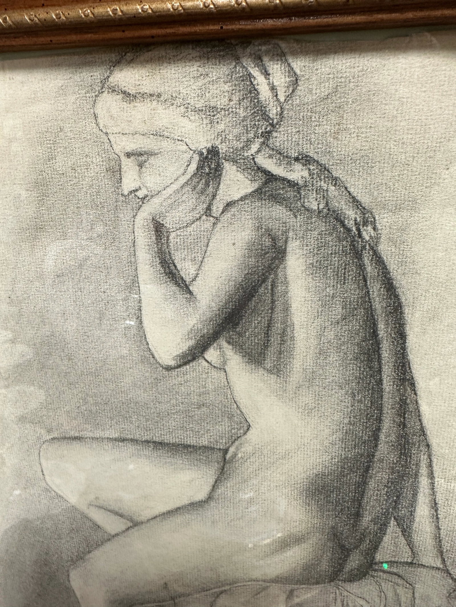 Alvena Seckar Charcoal Drawing of a Female Nude Statue Echo - 6