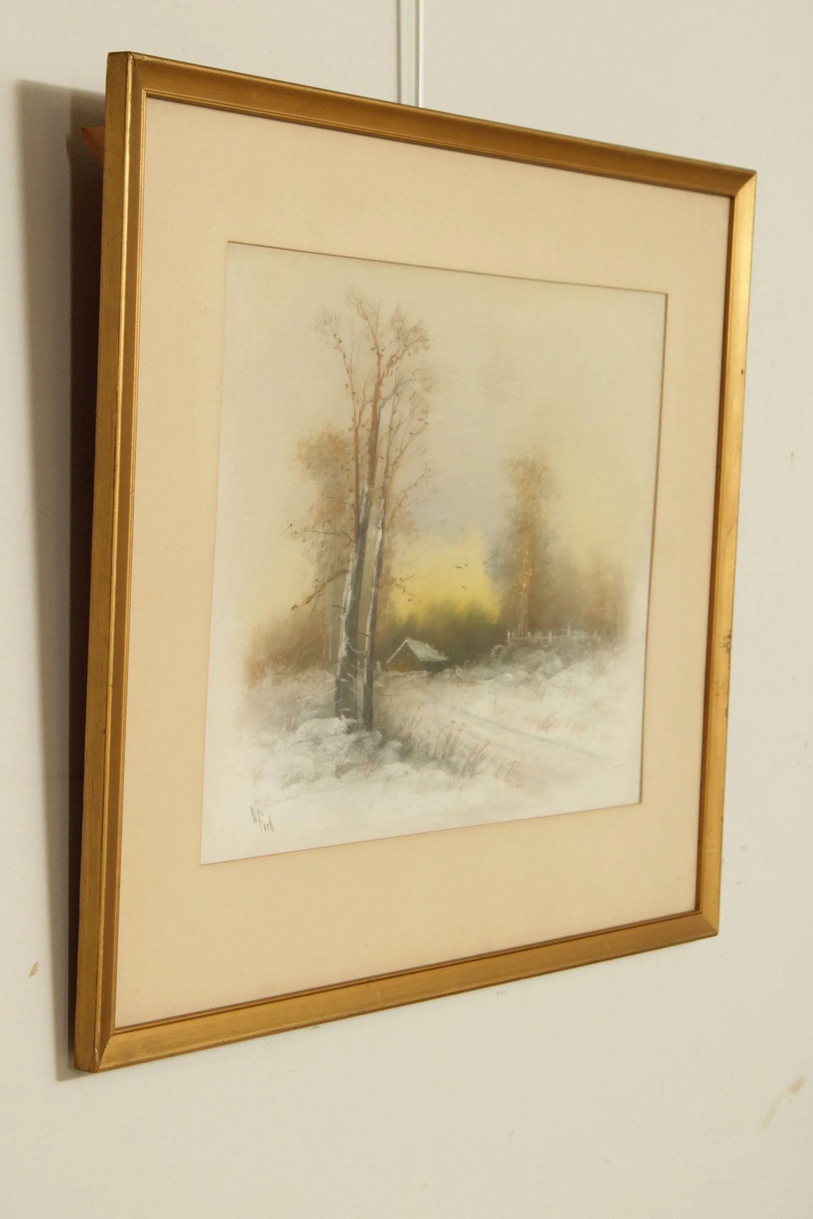 American 20th C. Farmhouse Landscape Pastel Drawing, Signed - 3