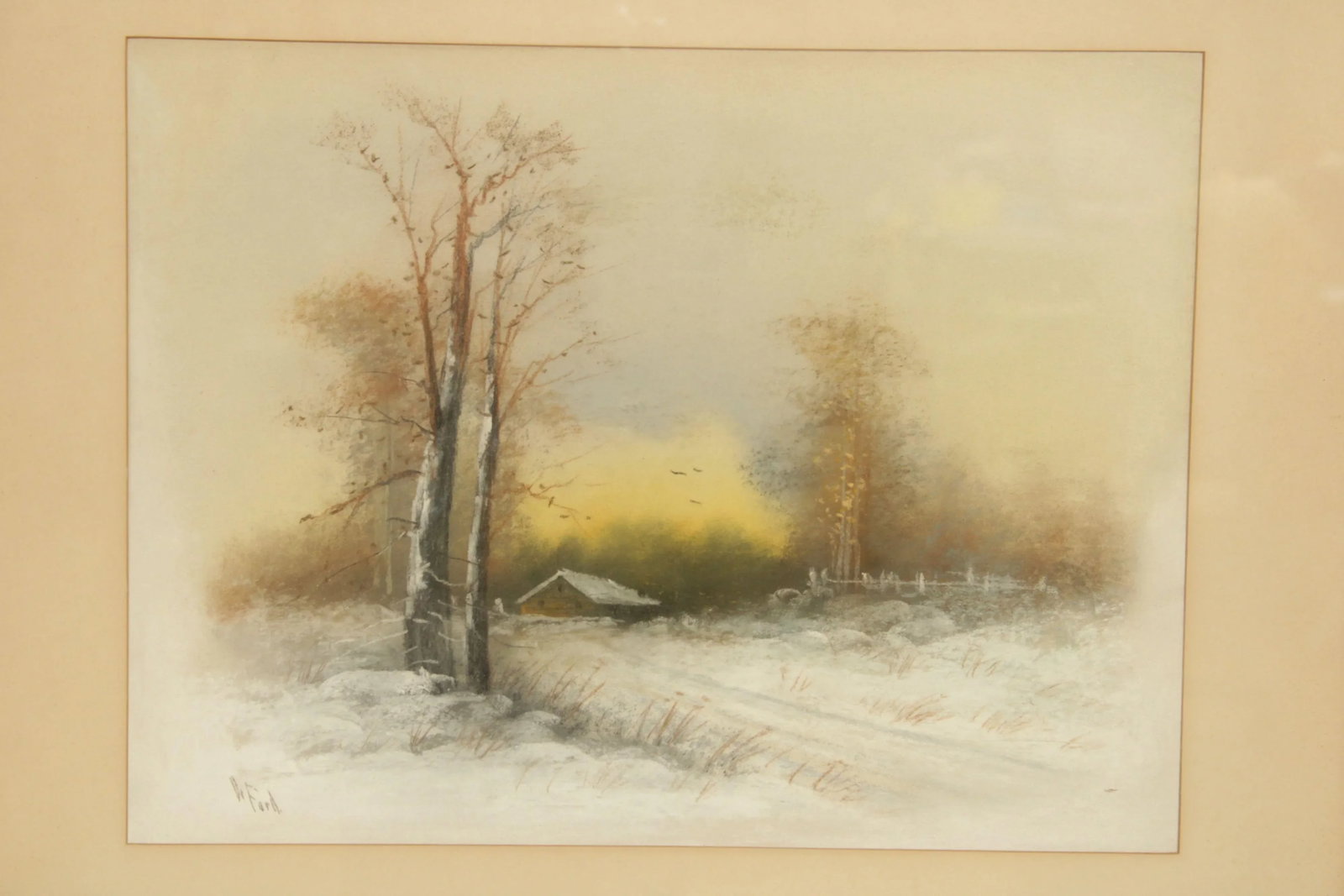 American 20th C. Farmhouse Landscape Pastel Drawing, Signed - 5