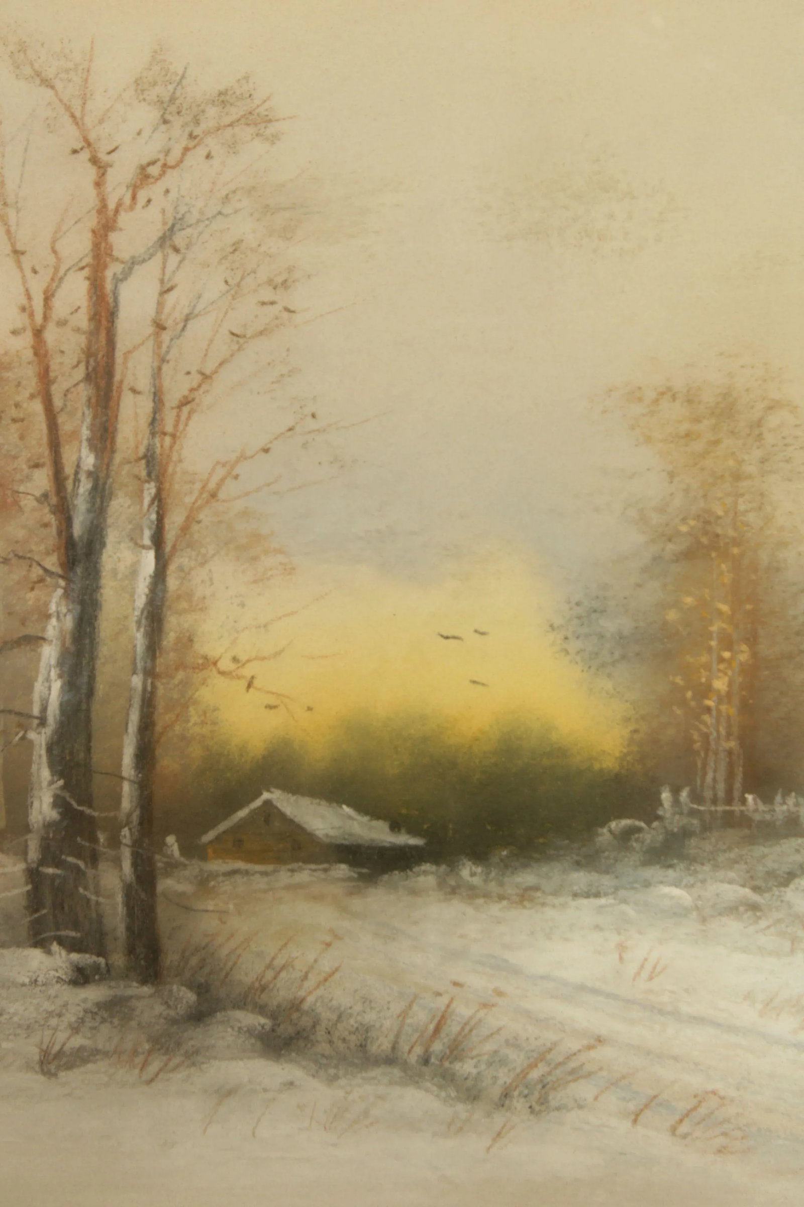 American 20th C. Farmhouse Landscape Pastel Drawing, Signed - 7