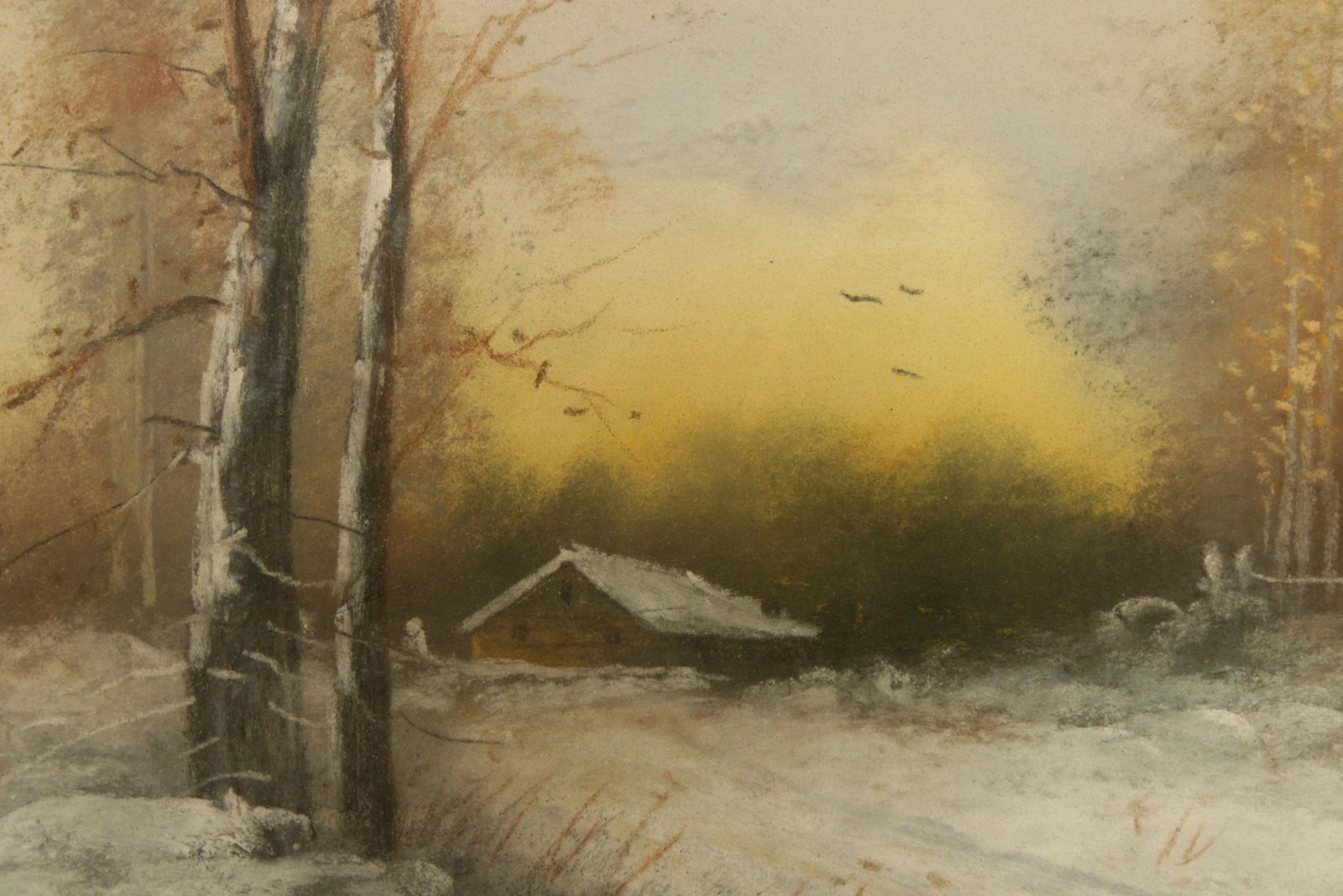 American 20th C. Farmhouse Landscape Pastel Drawing, Signed - 9