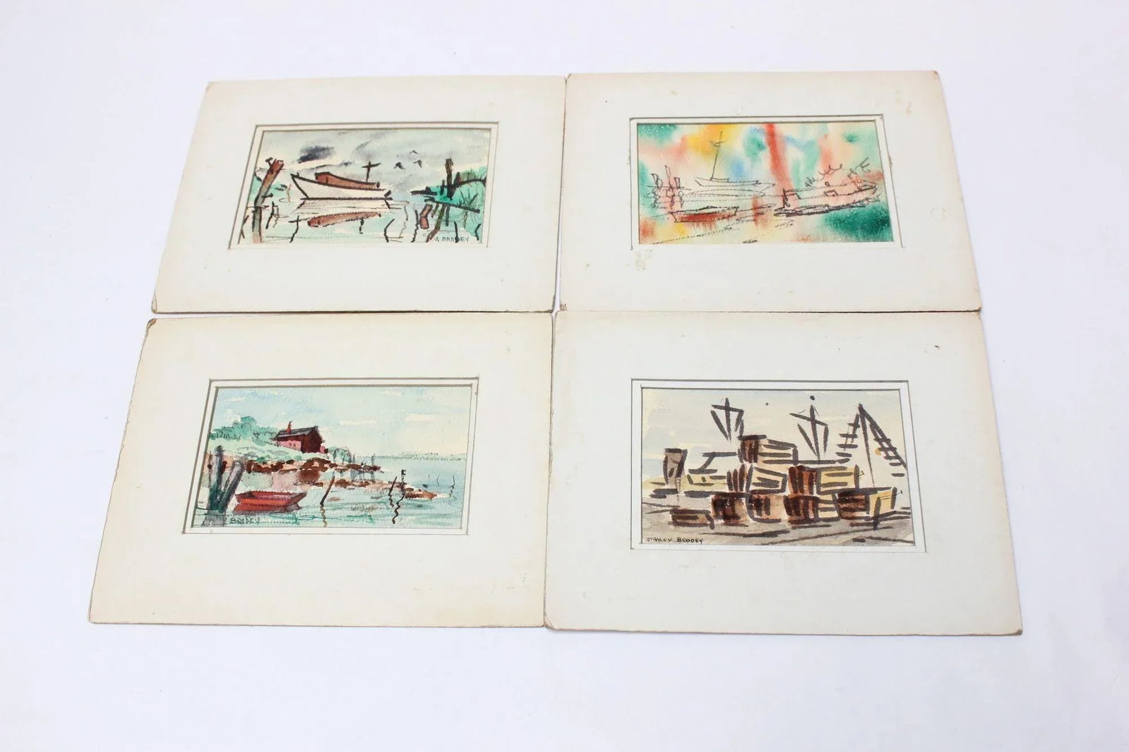 Collection of Boat Watercolors by Stanley C. Brodey - 12