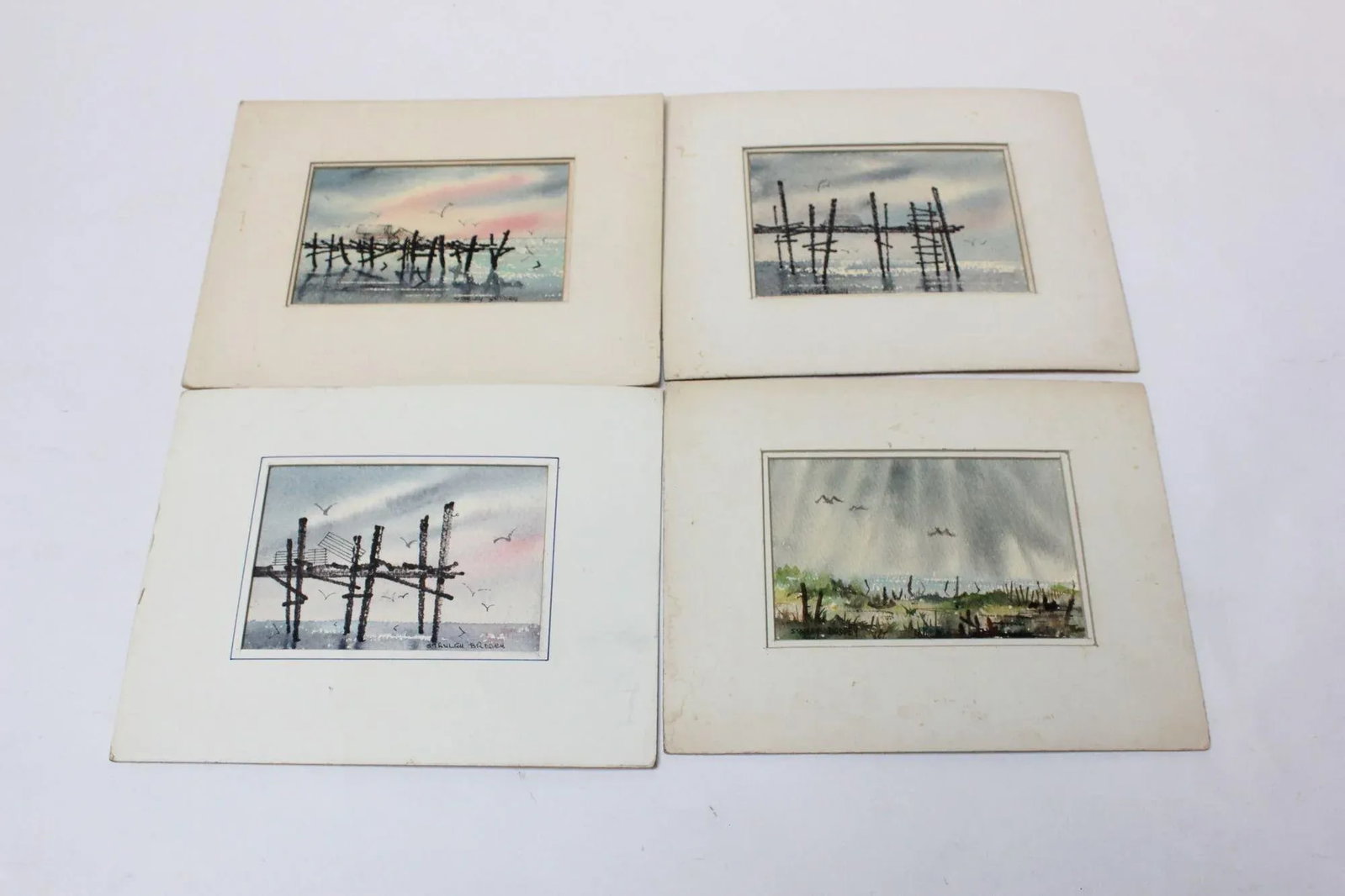 Set of Four Plein-Air Seascape Watercolors by Stanley C. Brodey - 11
