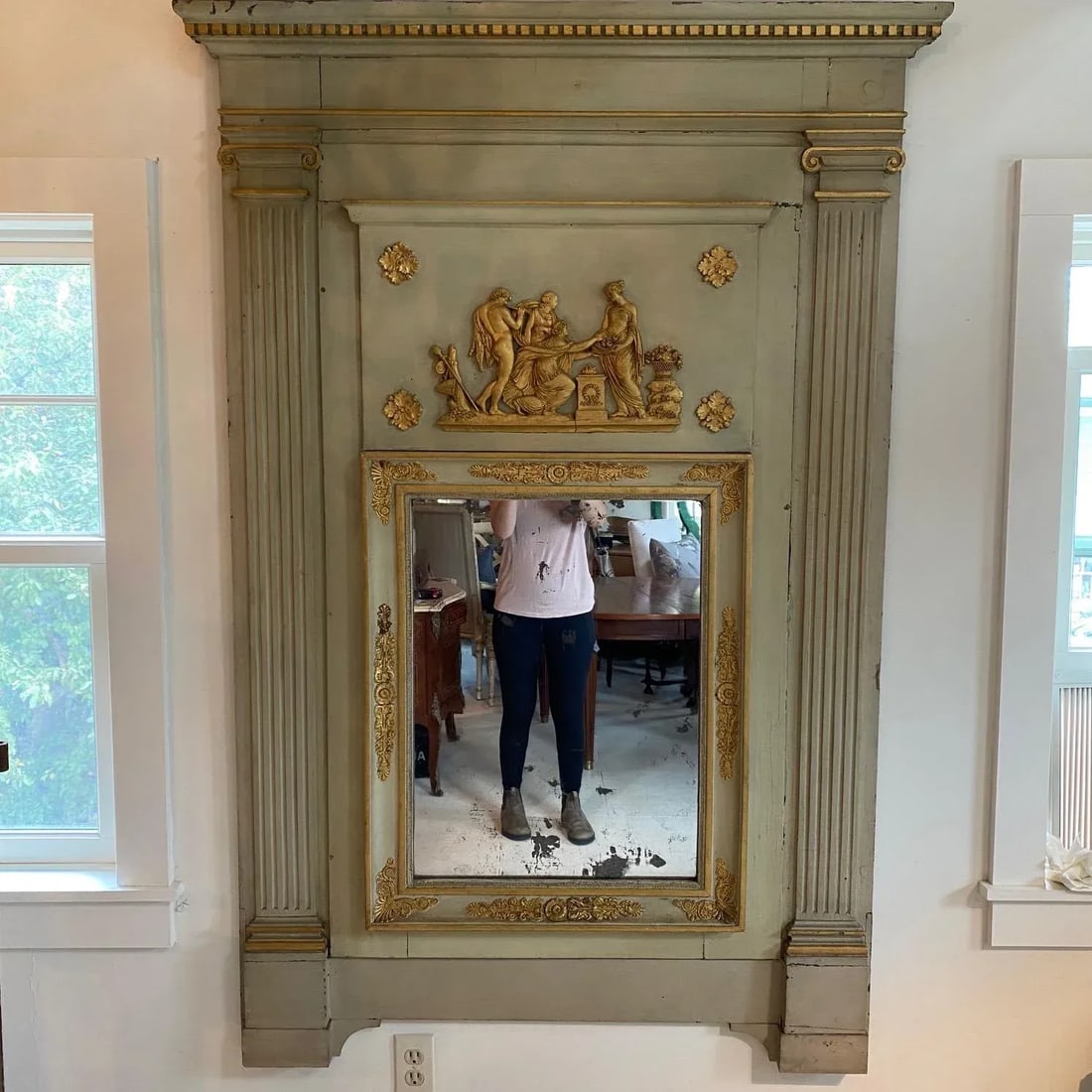 French Early 19th Century Louis Xvi Period Trumeau Mirror - 13