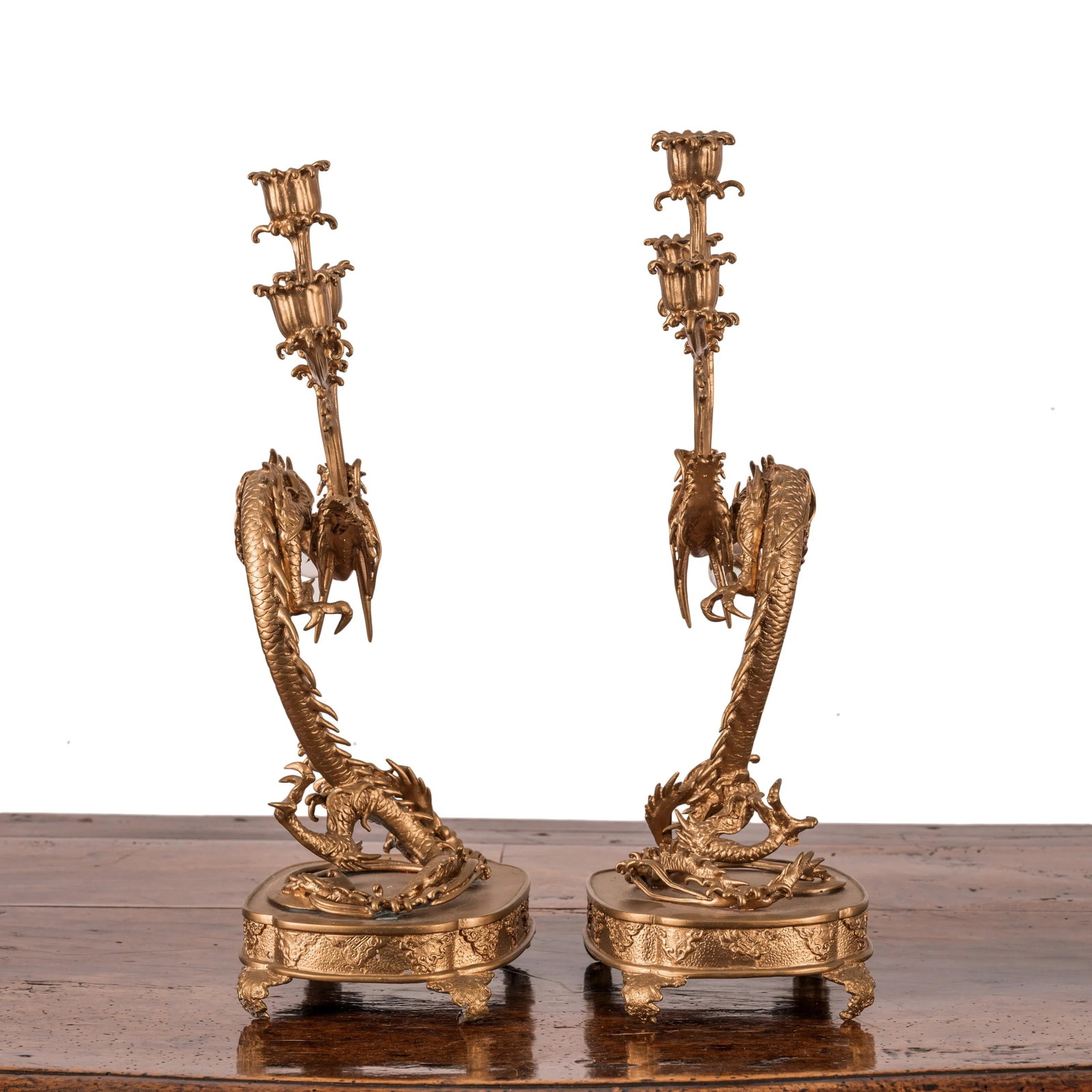 Meiji Dragon Candelabras - a Pair - 5