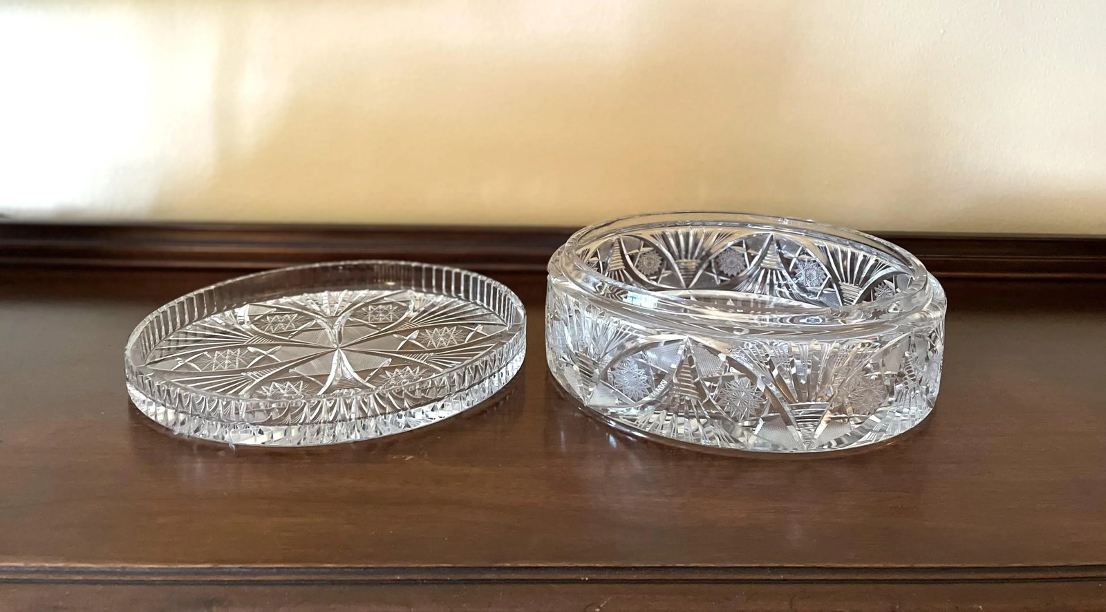 1950s Mid-Century Waterford Large Leaded Crystal Decorative Centerpiece Container With Lid - 3