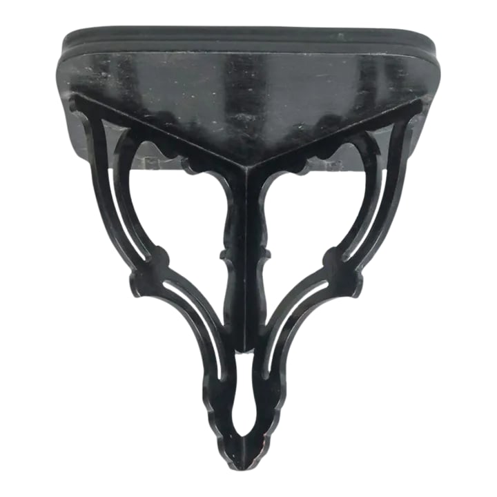 Mid 19th Century Single Black Lacquer Wooden Chinoiserie Wall Bracket or Shelf: A very sturdy and elegant way to display that chine vase or Meissen Parrot Condition: Alterations: Original Condition Unaltered Imperfections: Some Imperfections Condition Notes: In very good shape. S