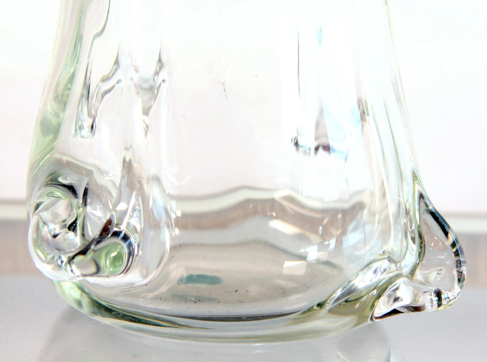 Mid Century Italian Murano Art Glass Green to Clear Brutalist Vase - 10