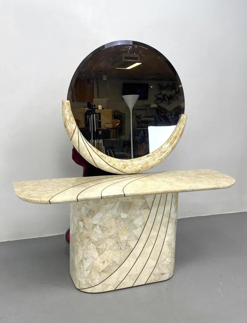 1970s Tessellated Marble Veneer Mirror - 2