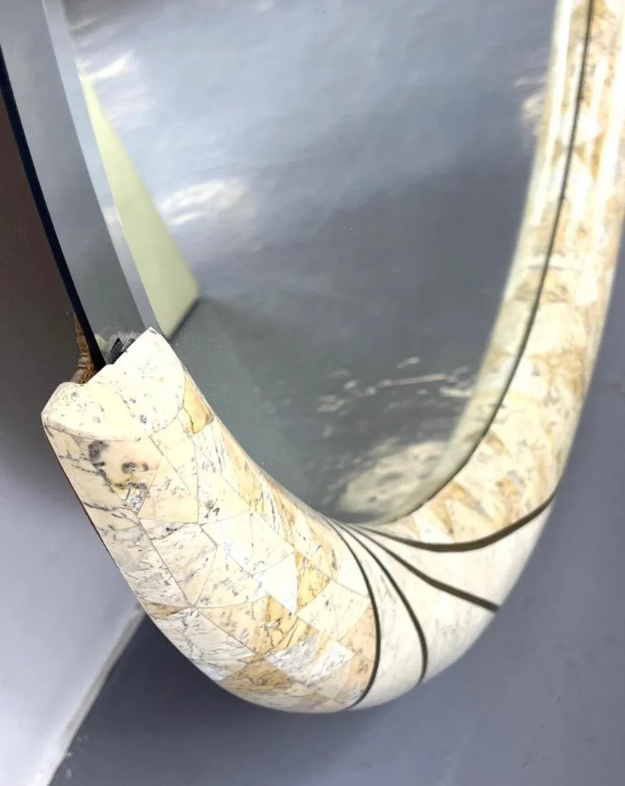 1970s Tessellated Marble Veneer Mirror - 4