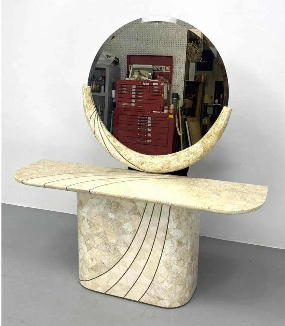 1970s Tessellated Marble Veneer Mirror - 5