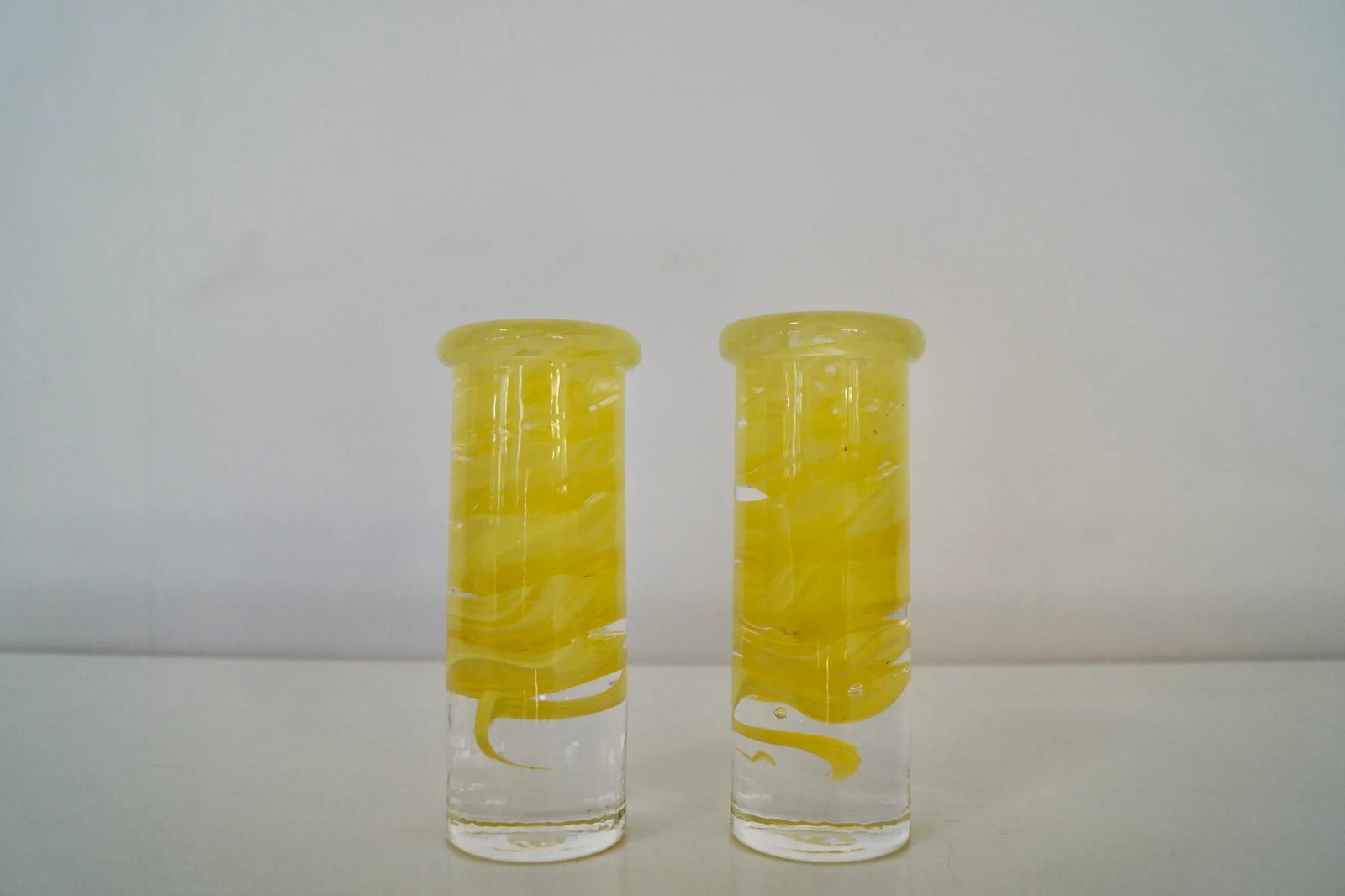 1970's Mid-Century Modern Pop Art Glass Candle Holders - a Pair - 2