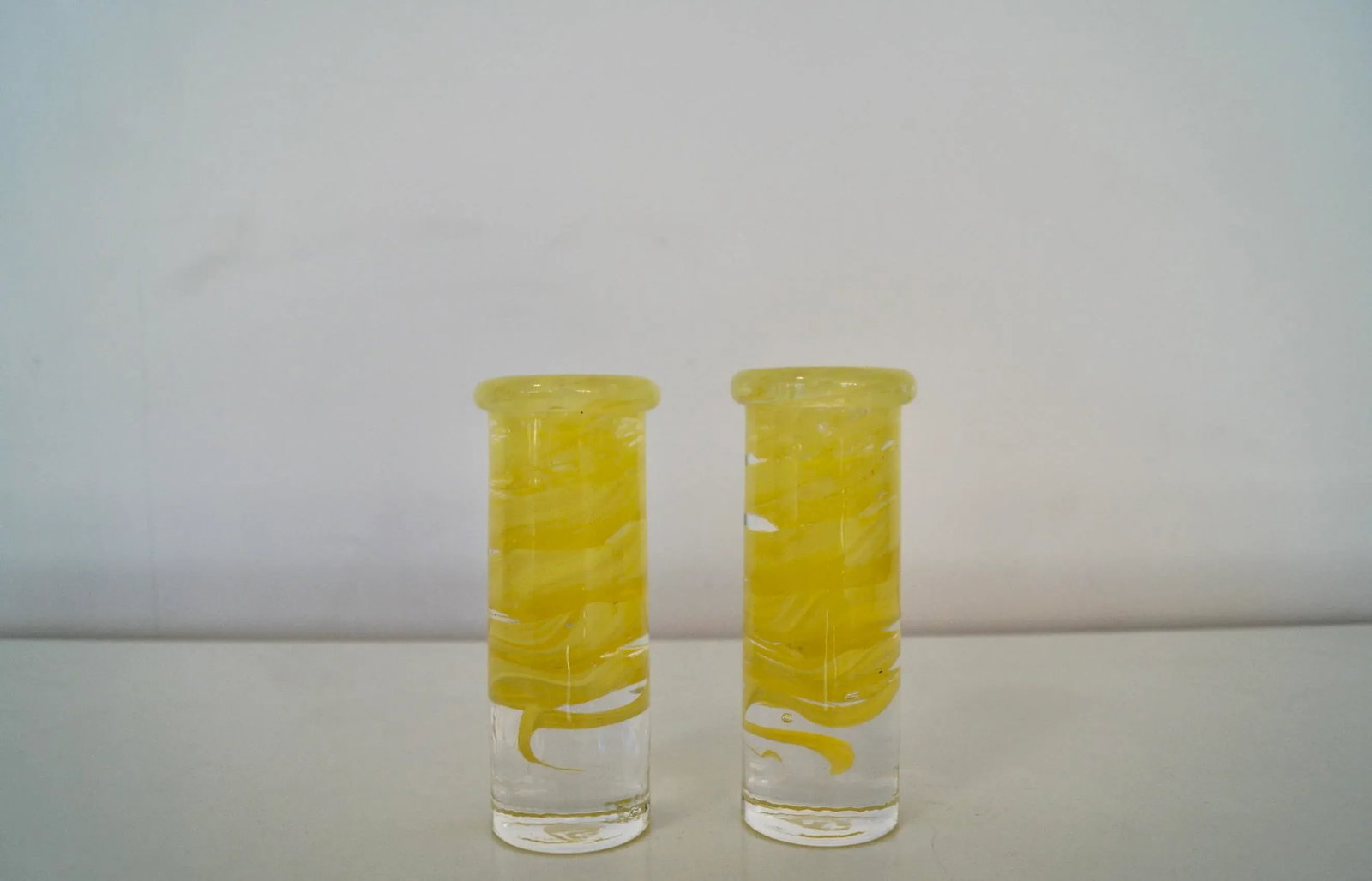 1970's Mid-Century Modern Pop Art Glass Candle Holders - a Pair - 3