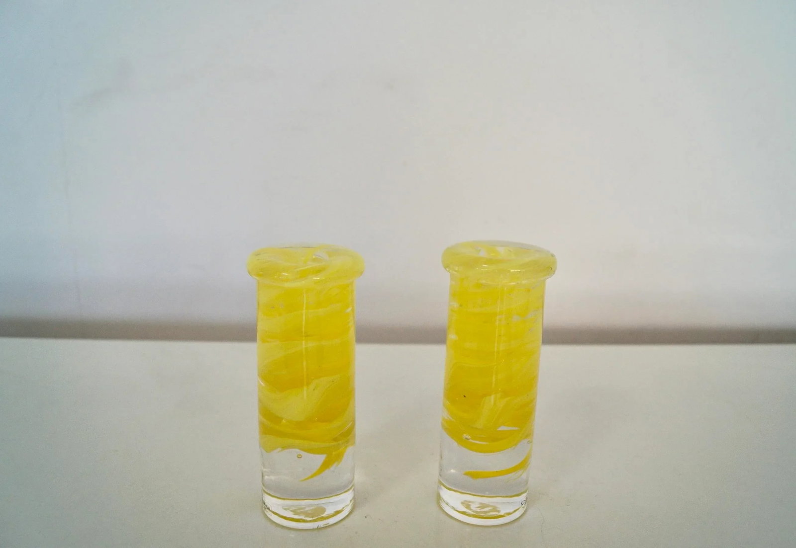 1970's Mid-Century Modern Pop Art Glass Candle Holders - a Pair - 4