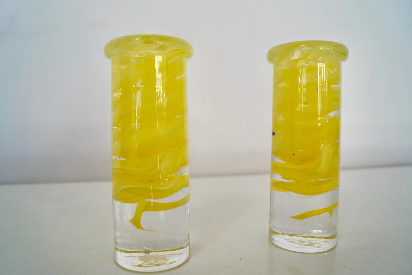 1970's Mid-Century Modern Pop Art Glass Candle Holders - a Pair - 5