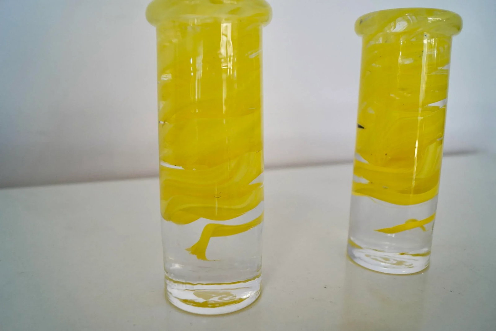1970's Mid-Century Modern Pop Art Glass Candle Holders - a Pair - 7