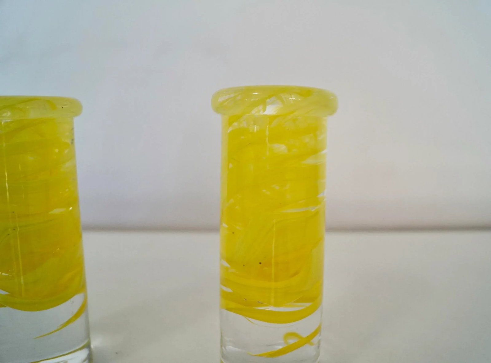 1970's Mid-Century Modern Pop Art Glass Candle Holders - a Pair - 9