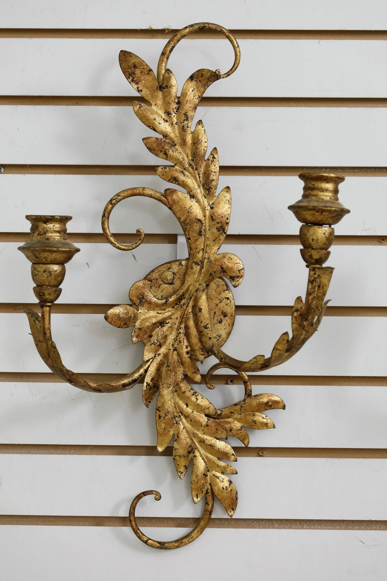 Pair French Style Gold Gilt Metal Candelabra Sconces - 2