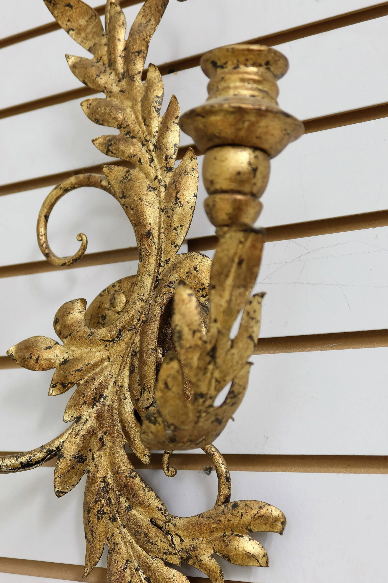 Pair French Style Gold Gilt Metal Candelabra Sconces - 5