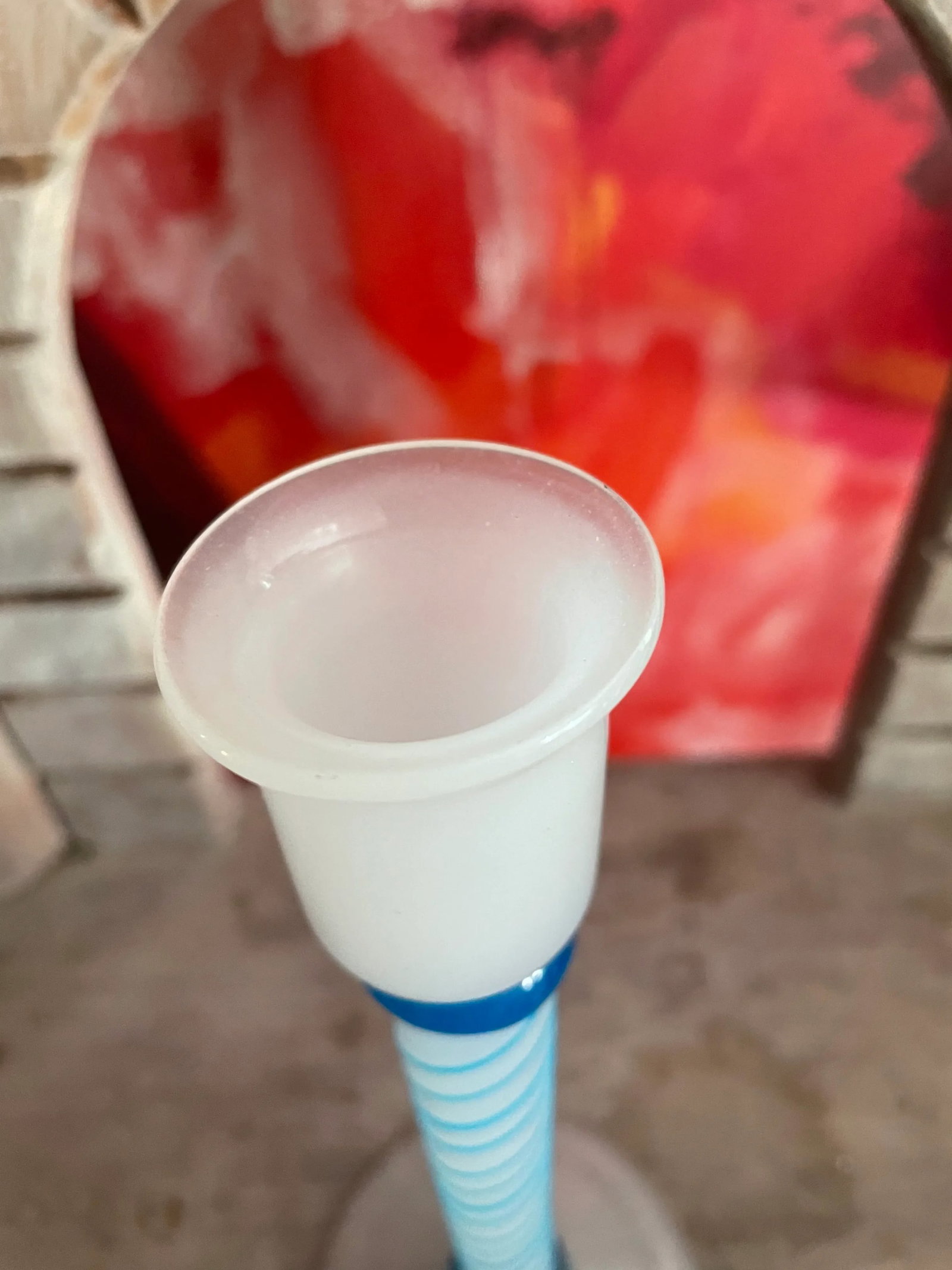 Mid 20th Century Opaque White & Blue Swirl Murano Venetian Glass Candlestick - 5