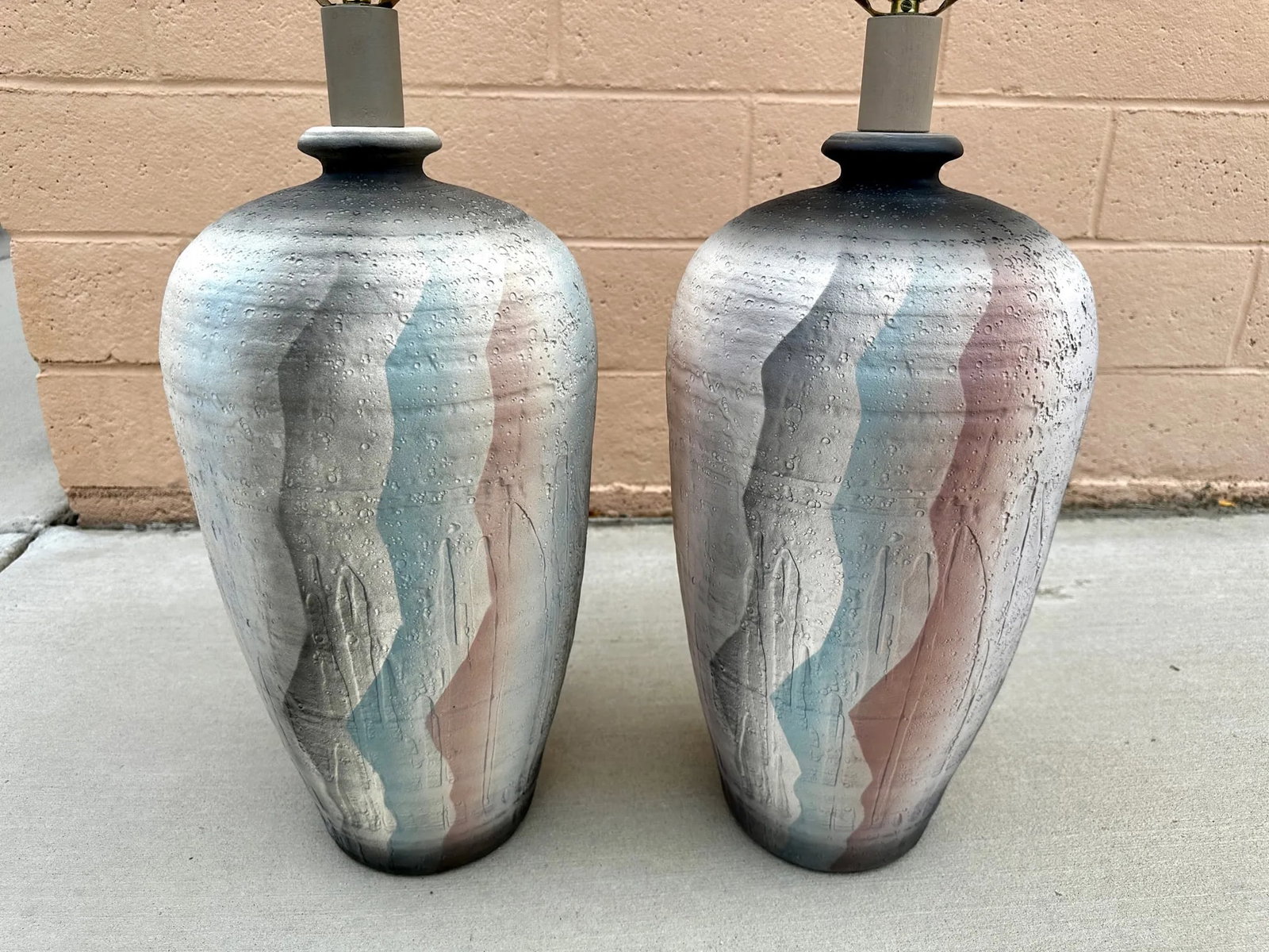 Vintage 80's Casual Lamps Co. Plaster Table Lamps-A Pair - 2