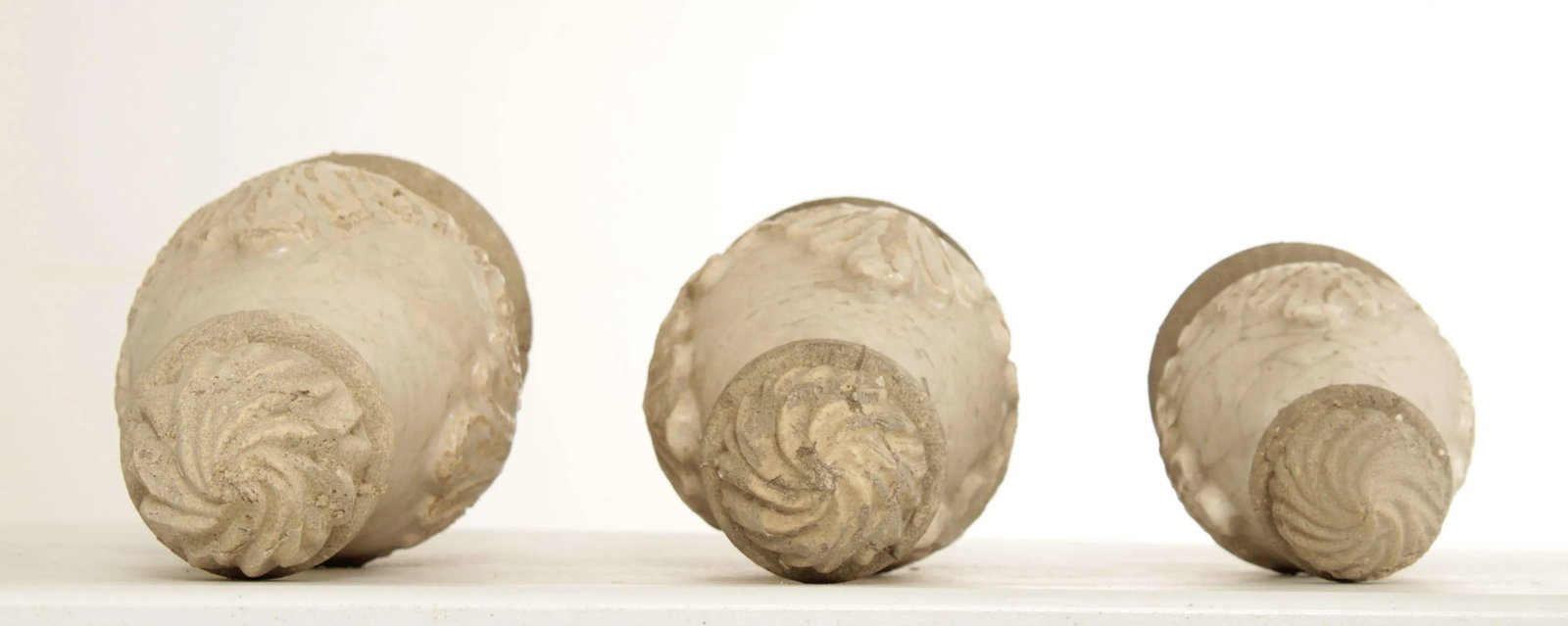 Neoclassical Style Set Glazed Cast Stone Decorative Finials - Set of 3 - 6