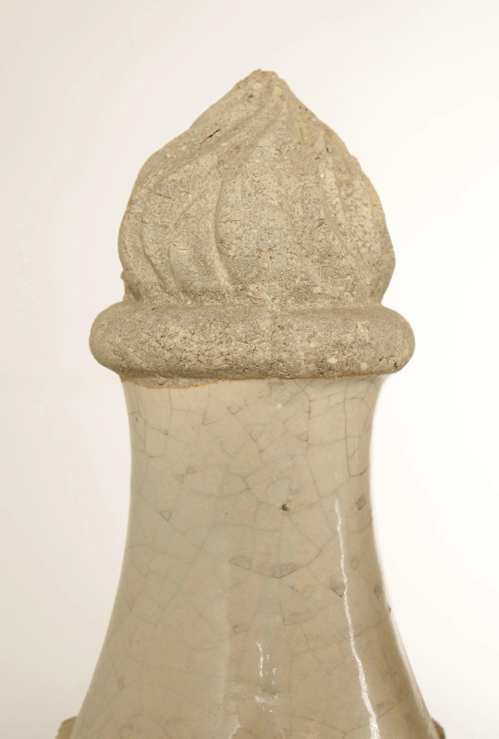 Neoclassical Style Set Glazed Cast Stone Decorative Finials - Set of 3 - 7