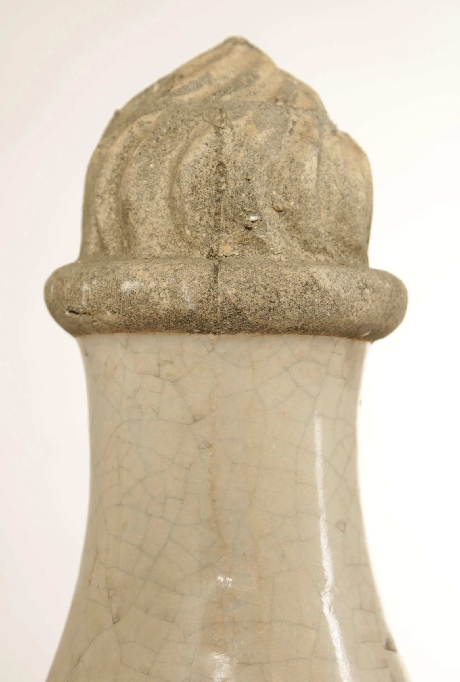 Neoclassical Style Set Glazed Cast Stone Decorative Finials - Set of 3 - 9