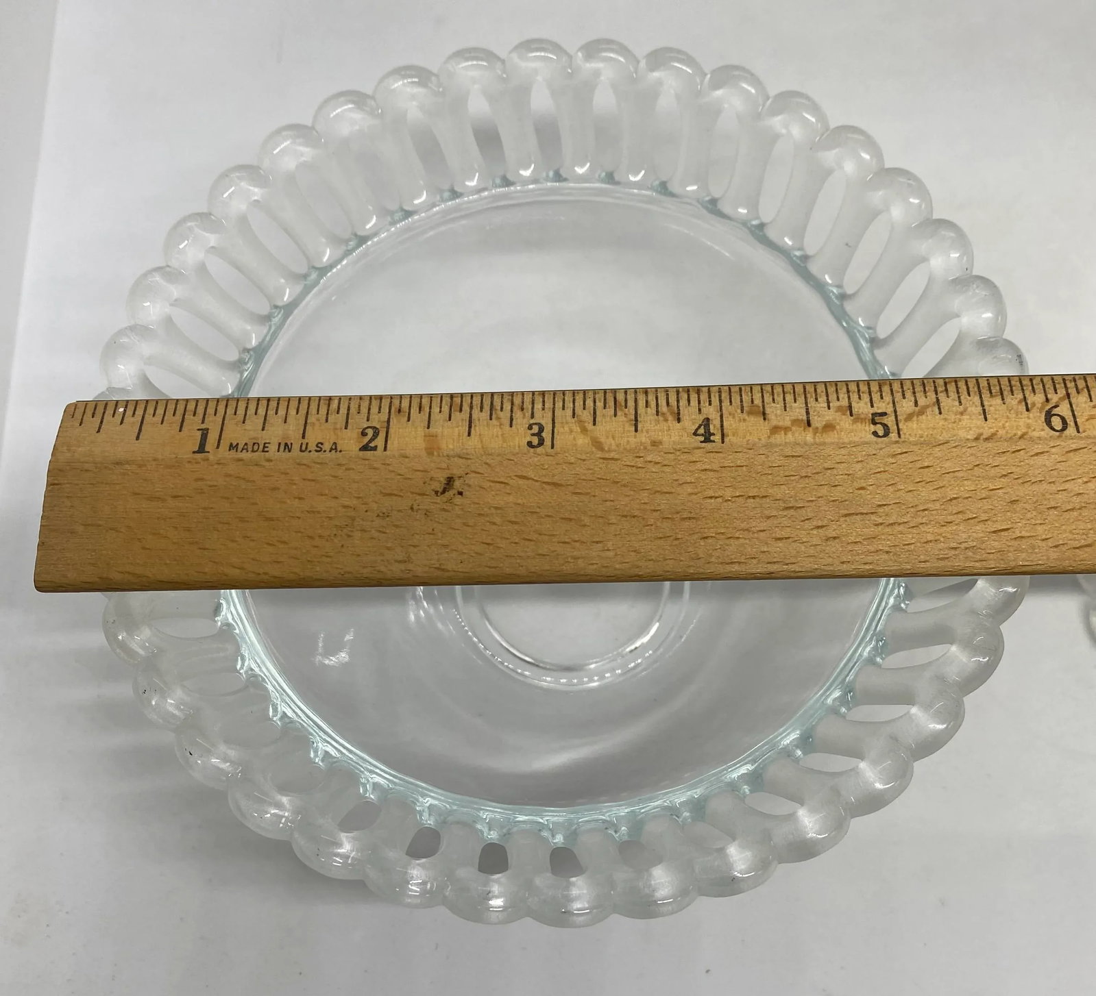 Mid 20th Century "Lalique-Style"Glass Dessert Fruit Bowls With Frosted Reticulated Rims - Set of 8 - 5