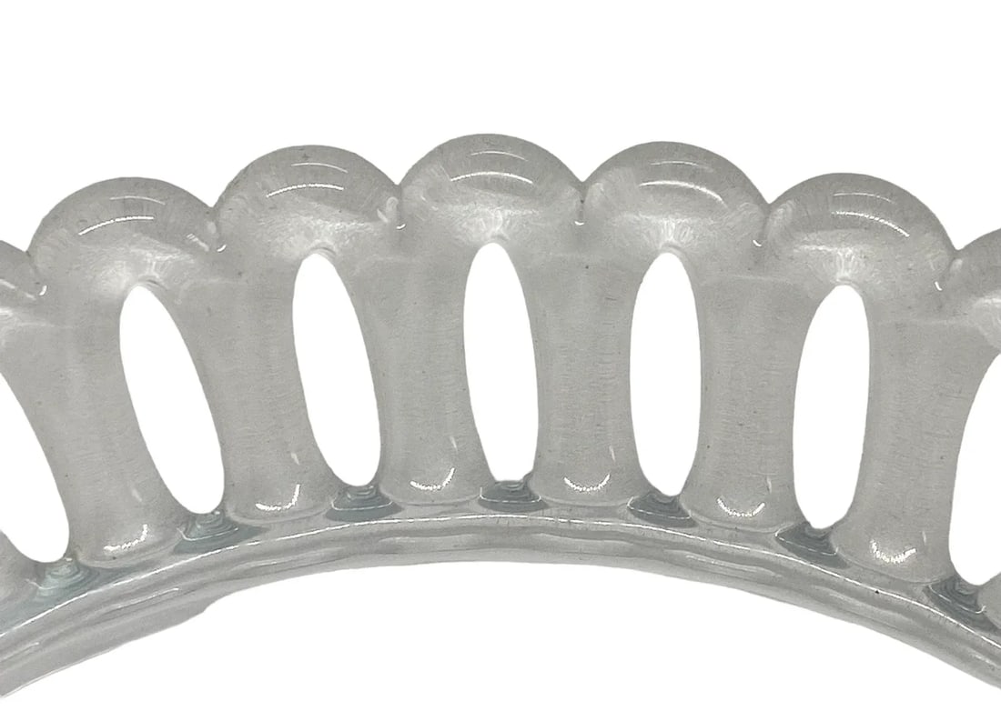 Mid 20th Century "Lalique-Style"Glass Dessert Fruit Bowls With Frosted Reticulated Rims - Set of 8 - 6