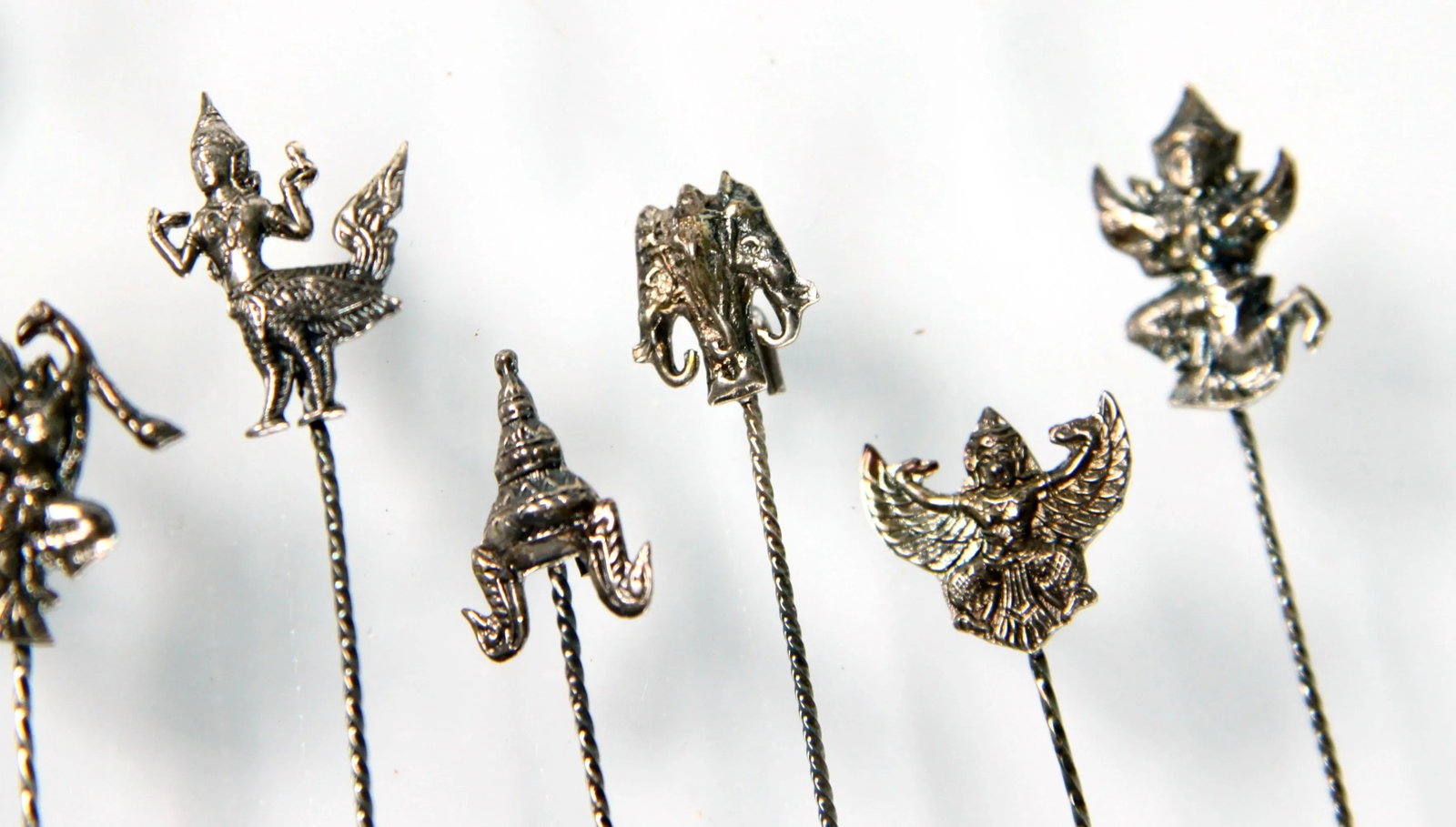 Sterling Silver Thai Buddhist Cocktail Forks / Hors d'Oeuvre Picks - Set of 8 - 5