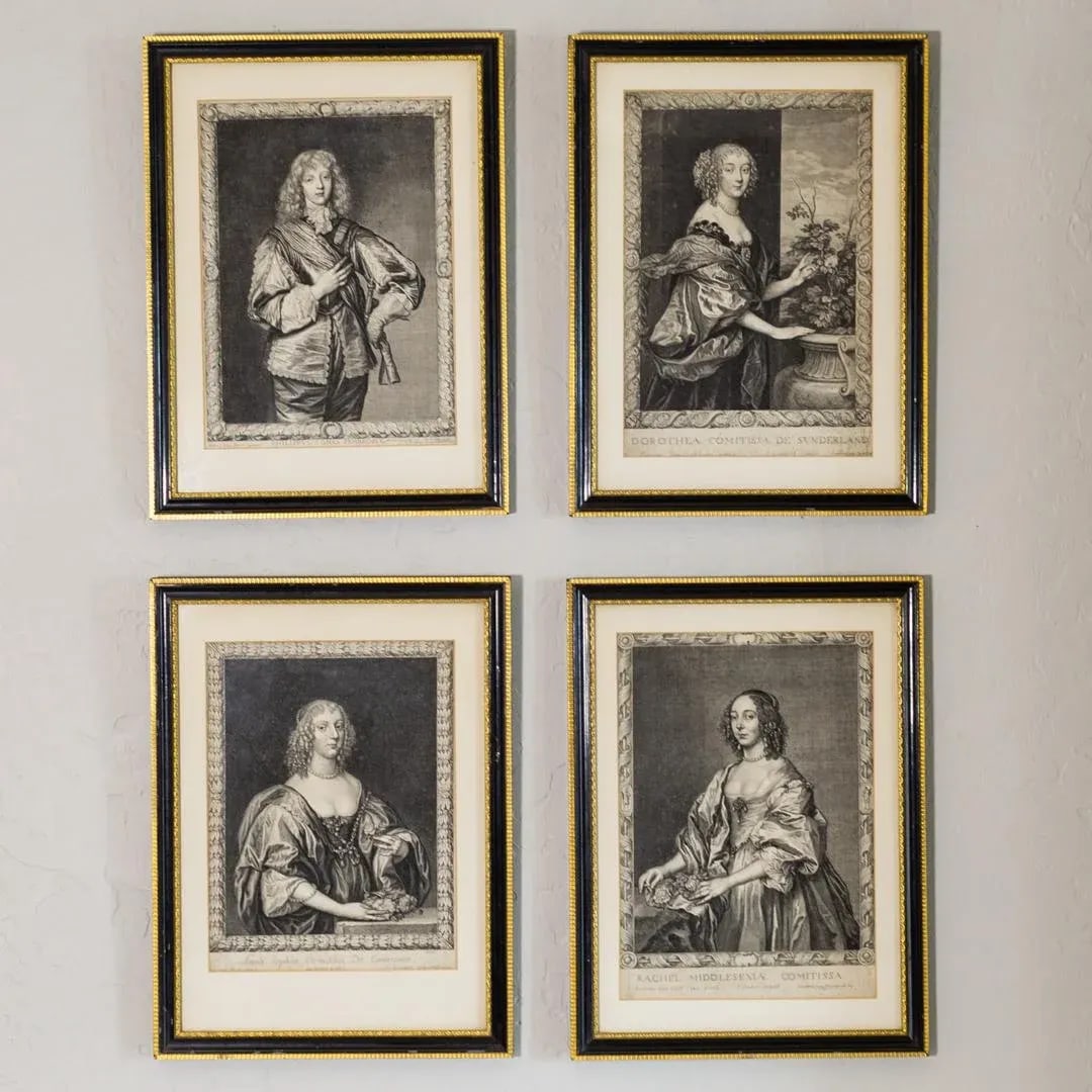 17th Century Pierre Lombart Framed Countesses Portrait Engravings Set of 4 - 13