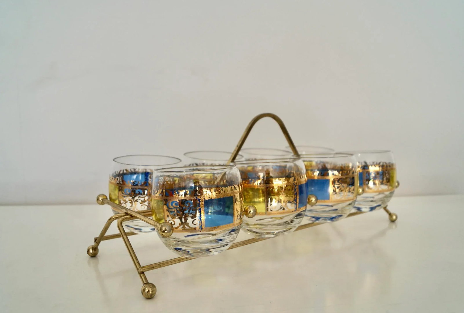 1950's Mid-Century Modern Brass Barware Caddy Set - 13