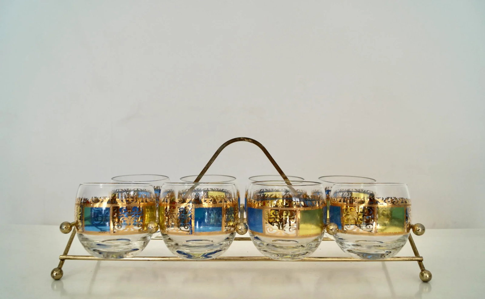 1950's Mid-Century Modern Brass Barware Caddy Set - 2